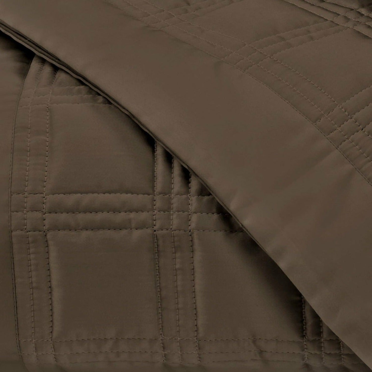 Home Treasures Block Quilted Bedding Chocolate Fine Linens