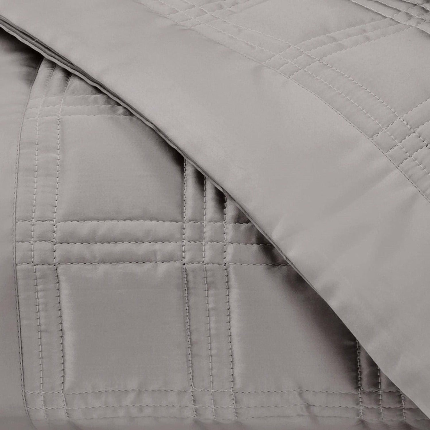 Home Treasures Block Quilted Bedding Chrome Fine Linens