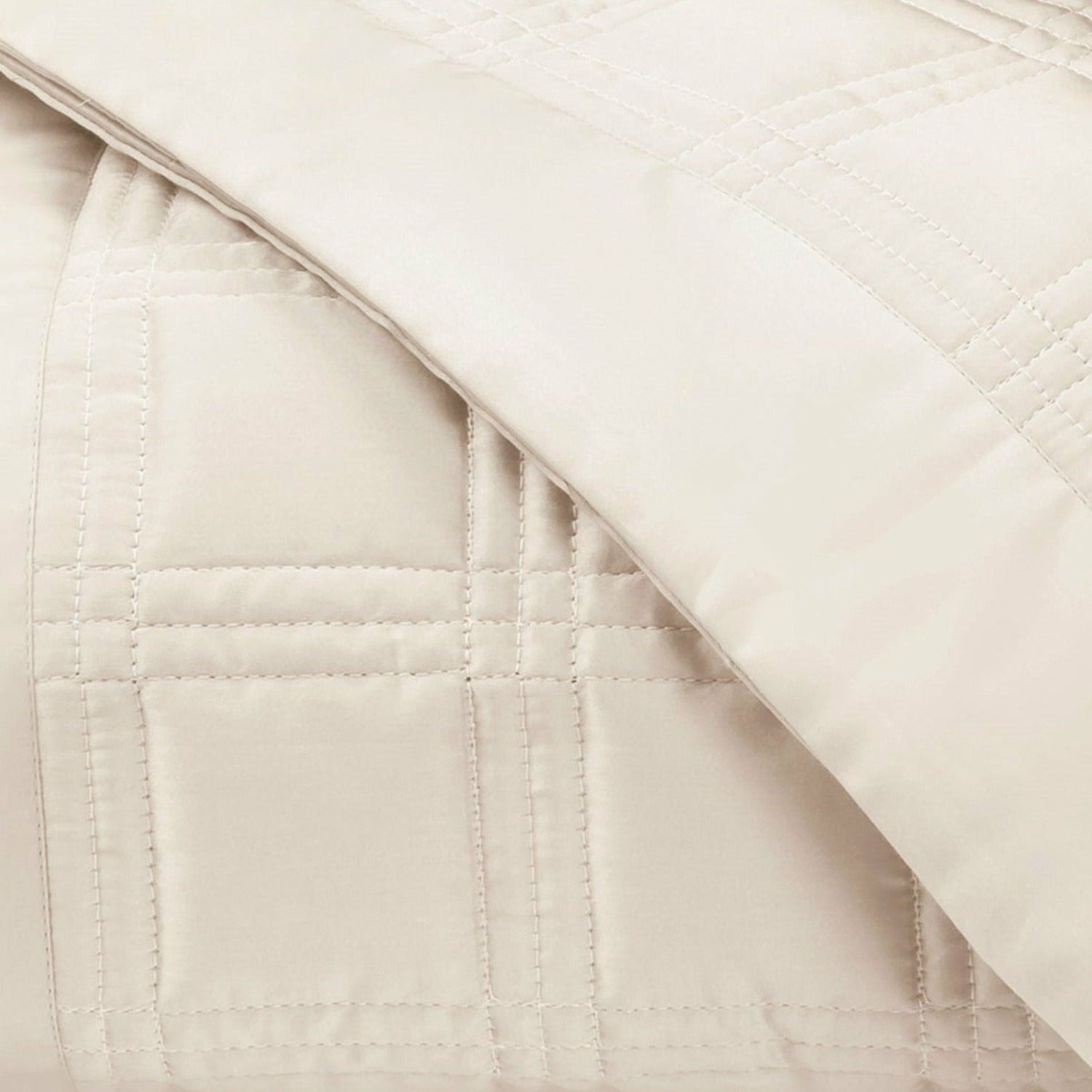 Home Treasures Block Quilted Bedding Ecru Fine Linens