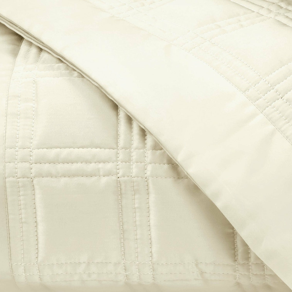 Home Treasures Block Quilted Bedding Swatch Ivory Fine Linens