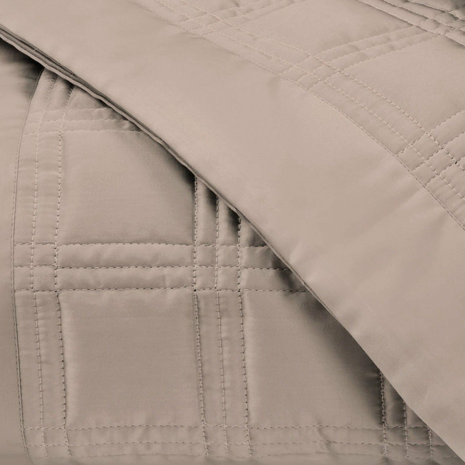 Home Treasures Block Quilted Bedding Mist Gray Fine Linens