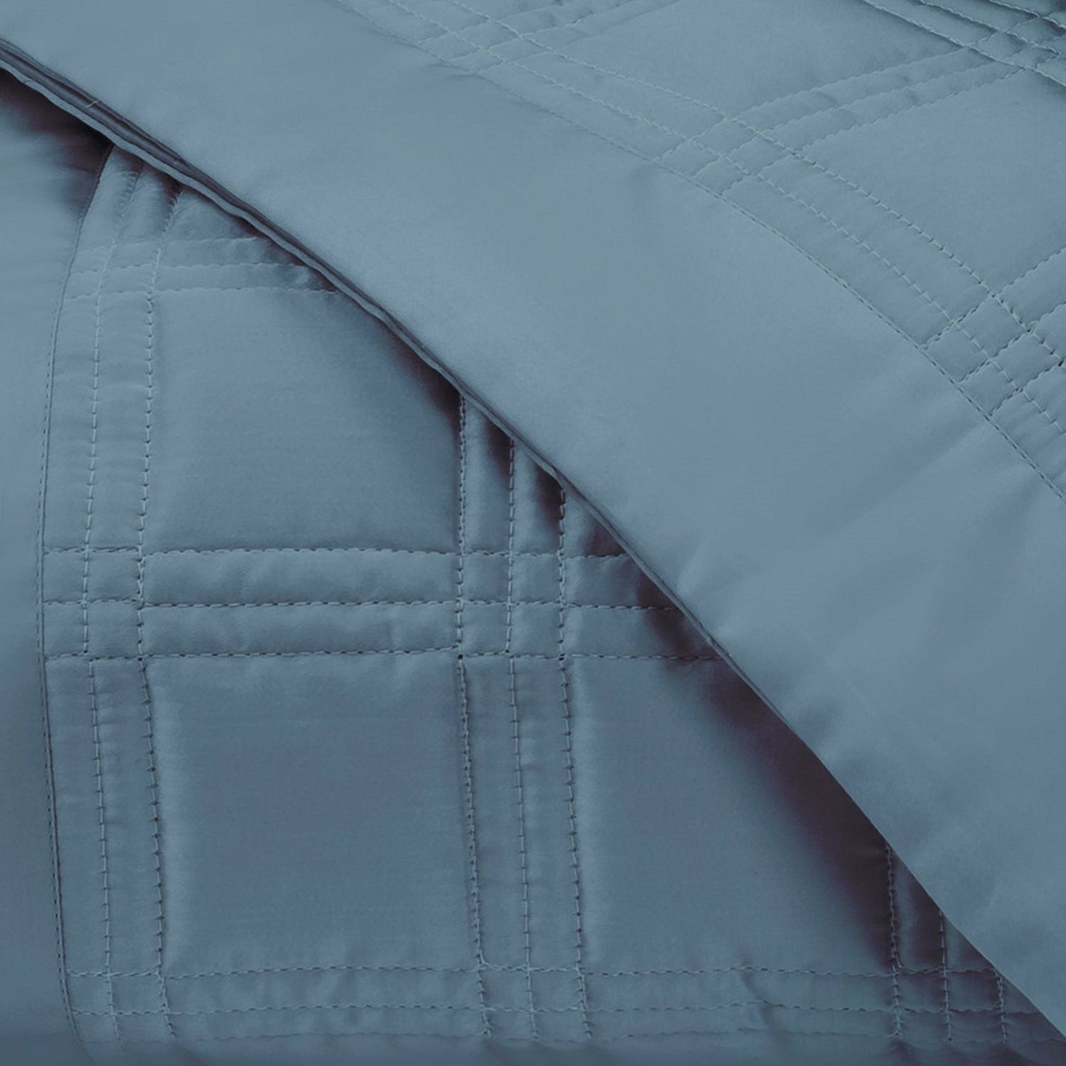 Home Treasures Block Quilted Bedding Slate Blue Fine Linens