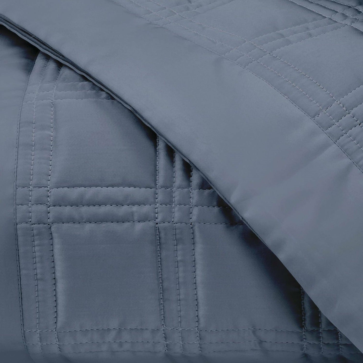 Home Treasures Block Quilted Bedding Stone Blue Fine Linens