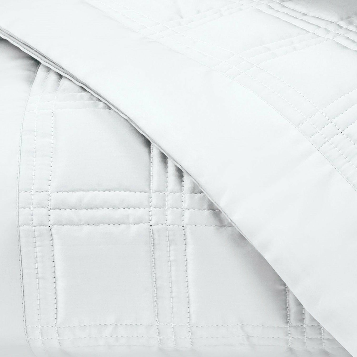 Home Treasures Block Quilted Bedding White Fine Linens