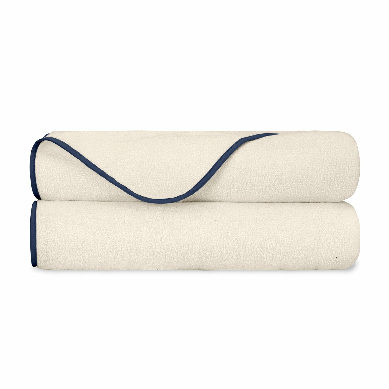 Home Treasures Bodrum Bath Towel Ivory Navy Royal Sateen Fine Linens