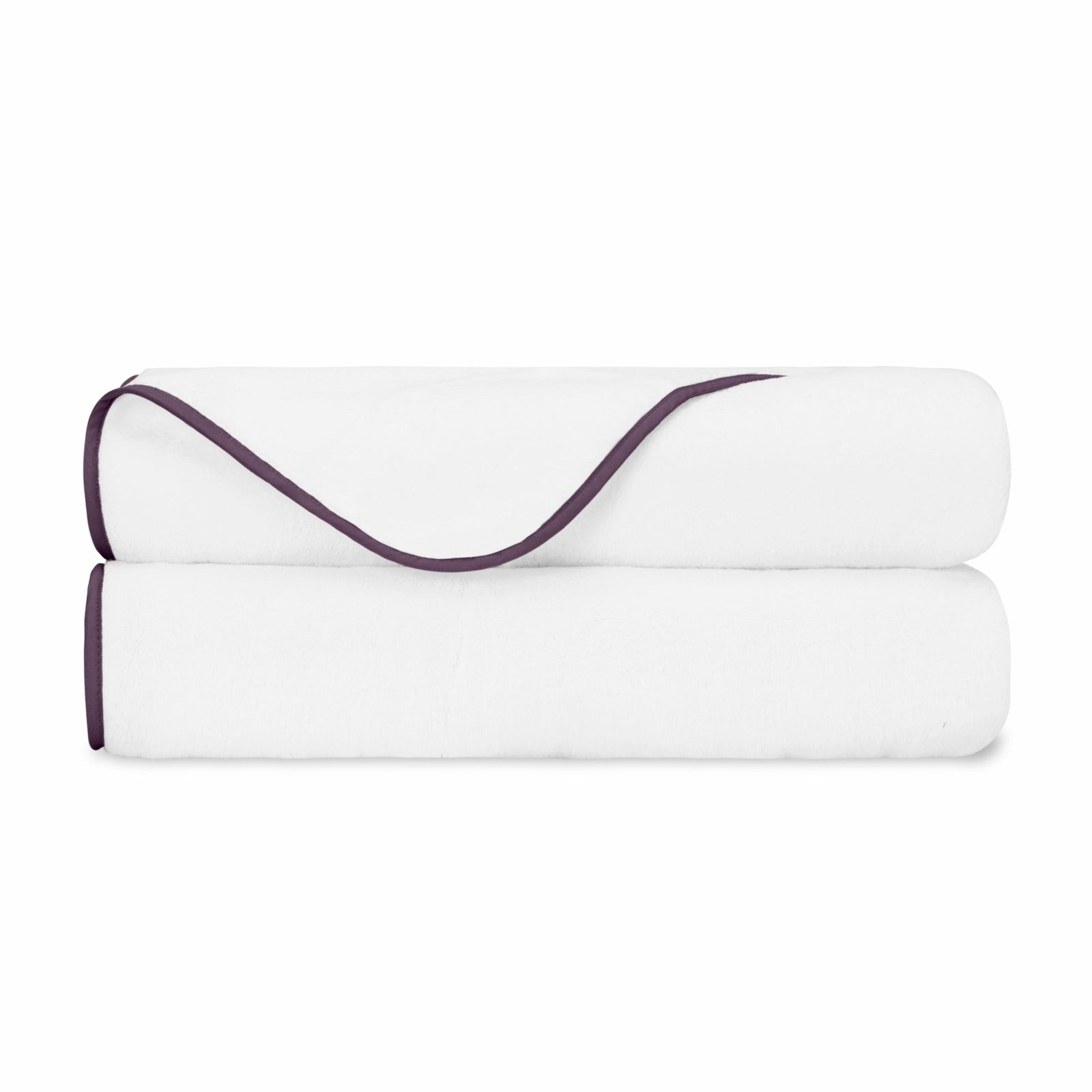 Home Treasures Bodrum Bath Towel White Violet Royal Sateen Fine Linens