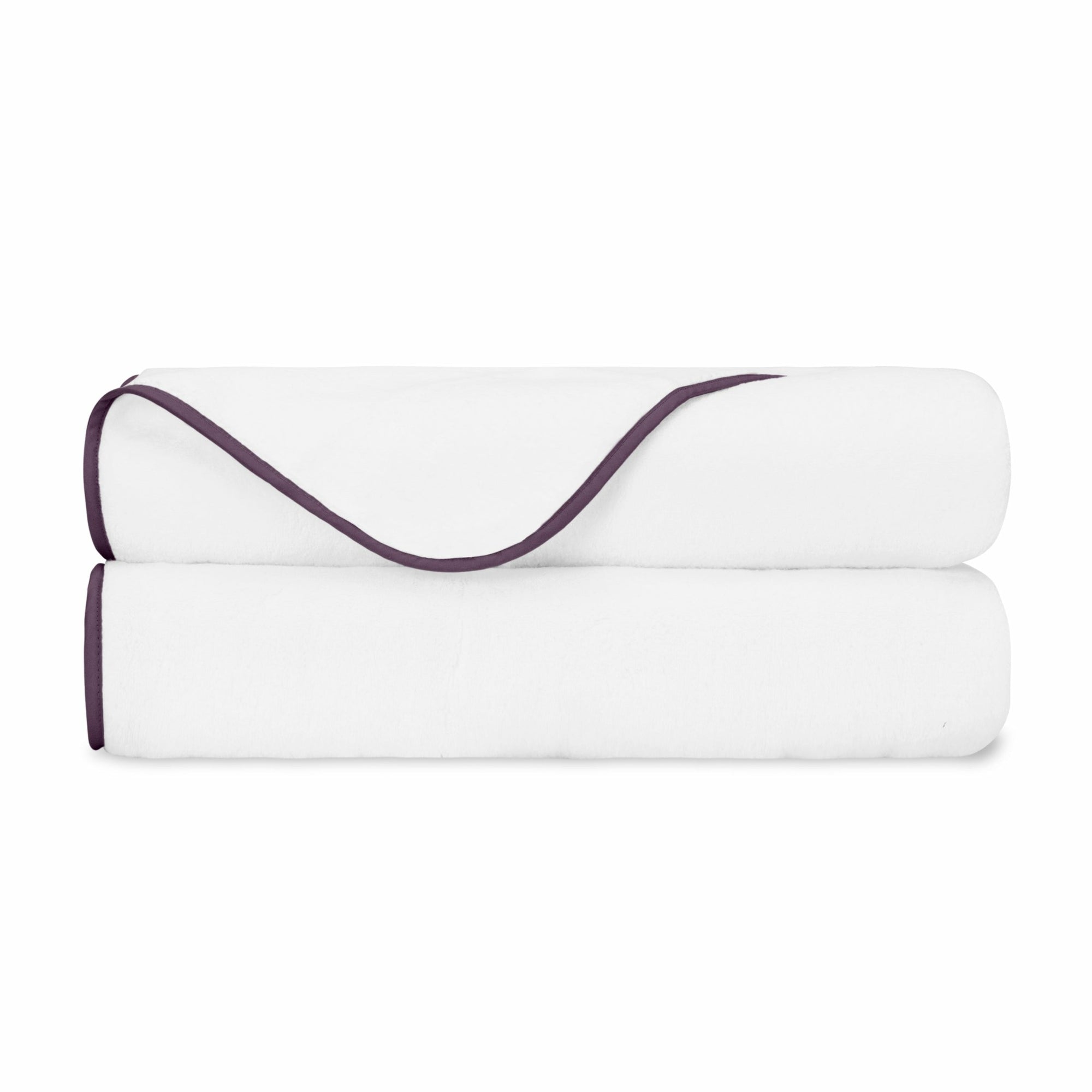 Home Treasures Bodrum Bath Towel White Violet Royal Sateen Fine Linens