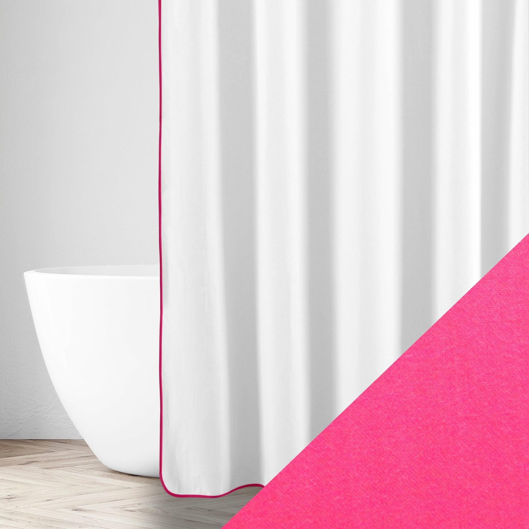 Home Treasures Bodrum Shower Curtains White/Brilliance Pink Fine Linens