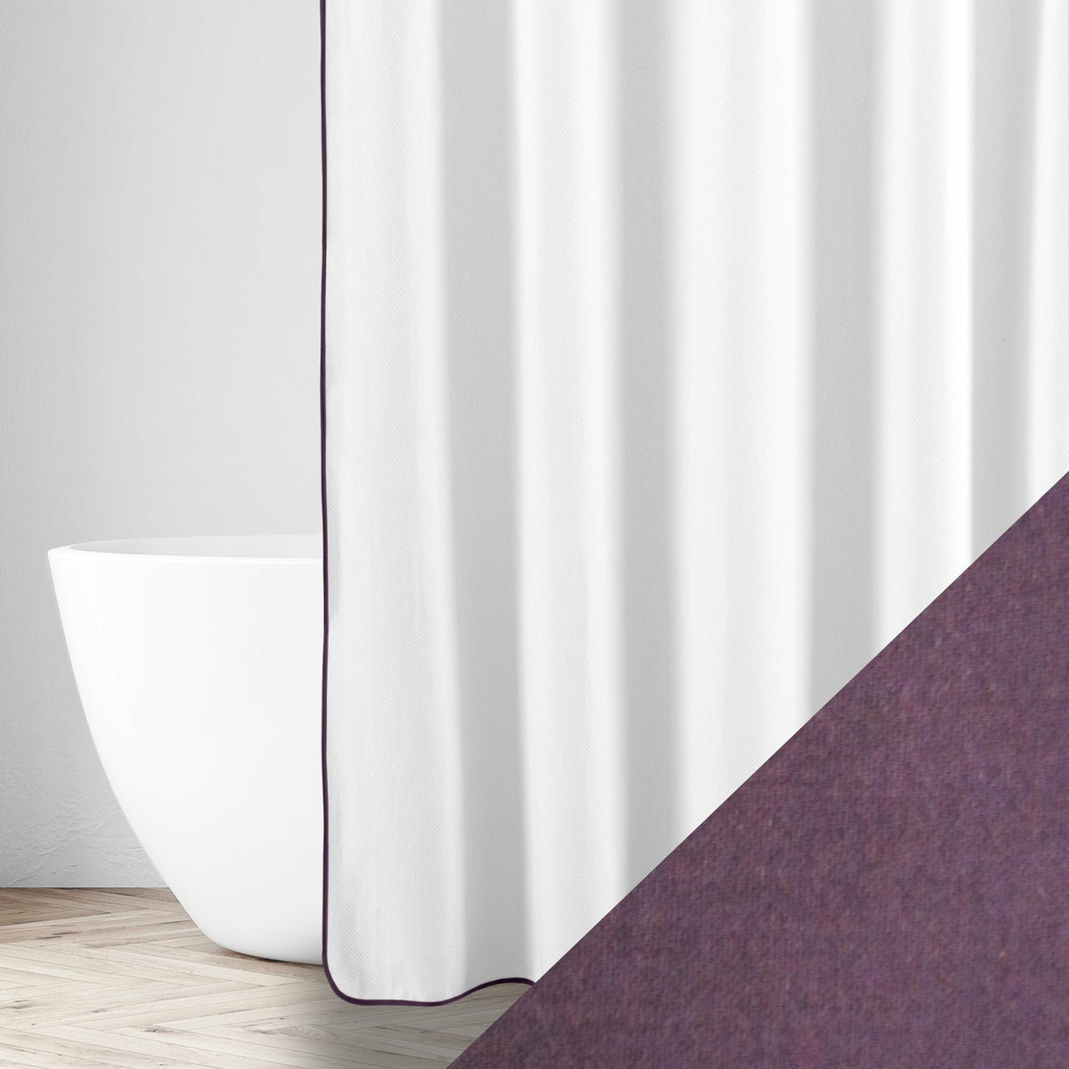 Home Treasures Bodrum Shower Curtains White/Purple Fine Linens