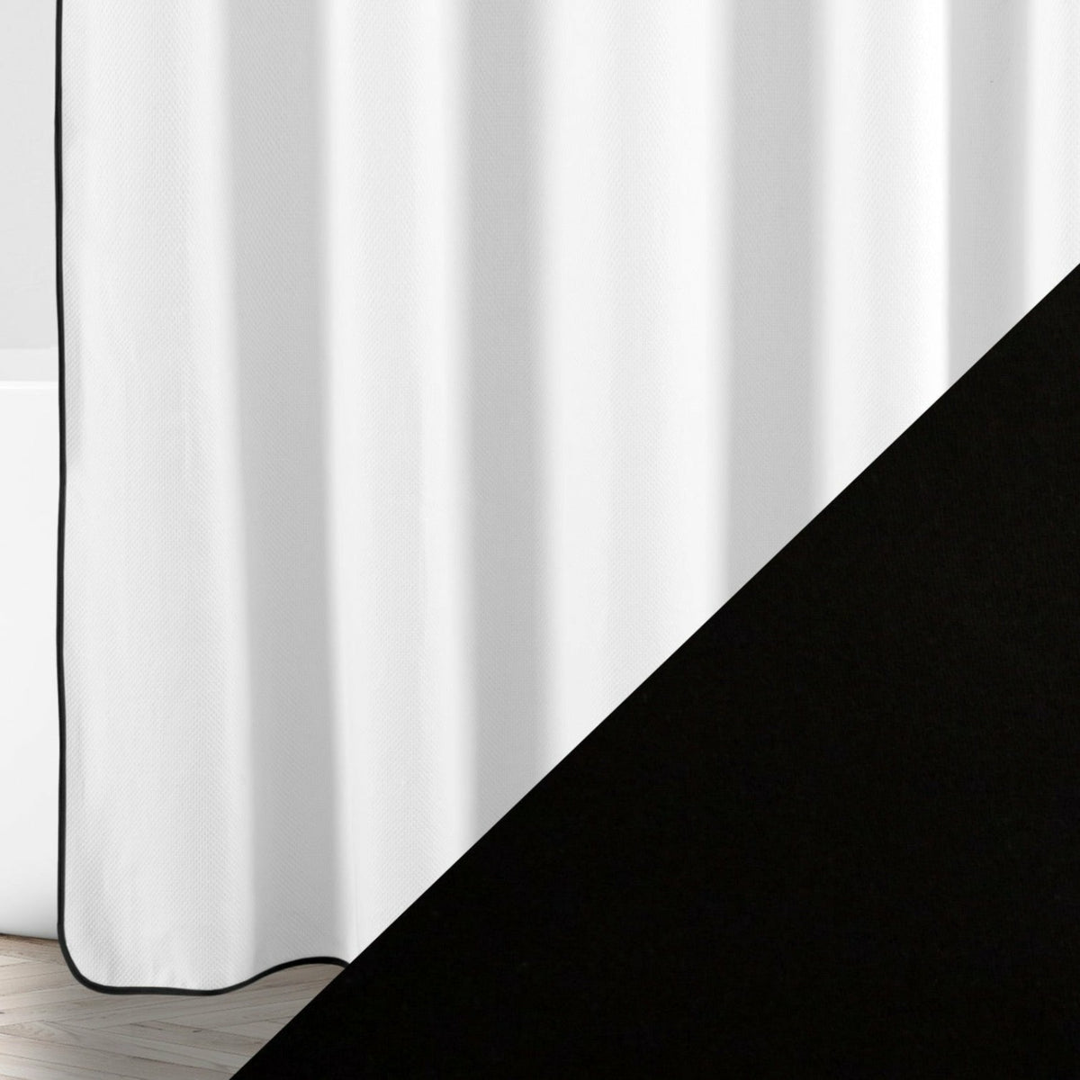 Home Treasures Bodrum Shower Curtains Swatch White/Black Fine Linens
