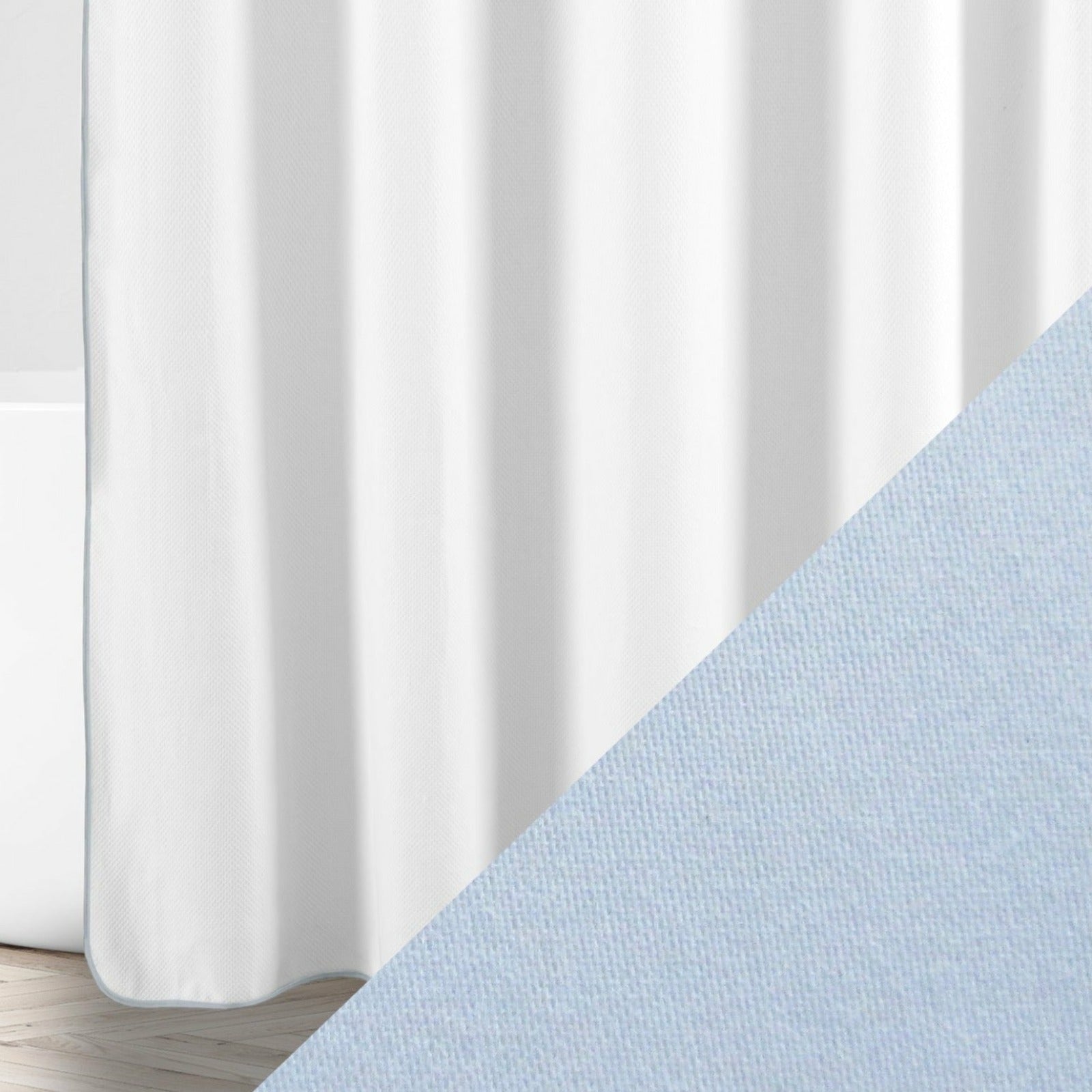 Home Treasures Bodrum Shower Curtains White/Blue Gray Fine Linens