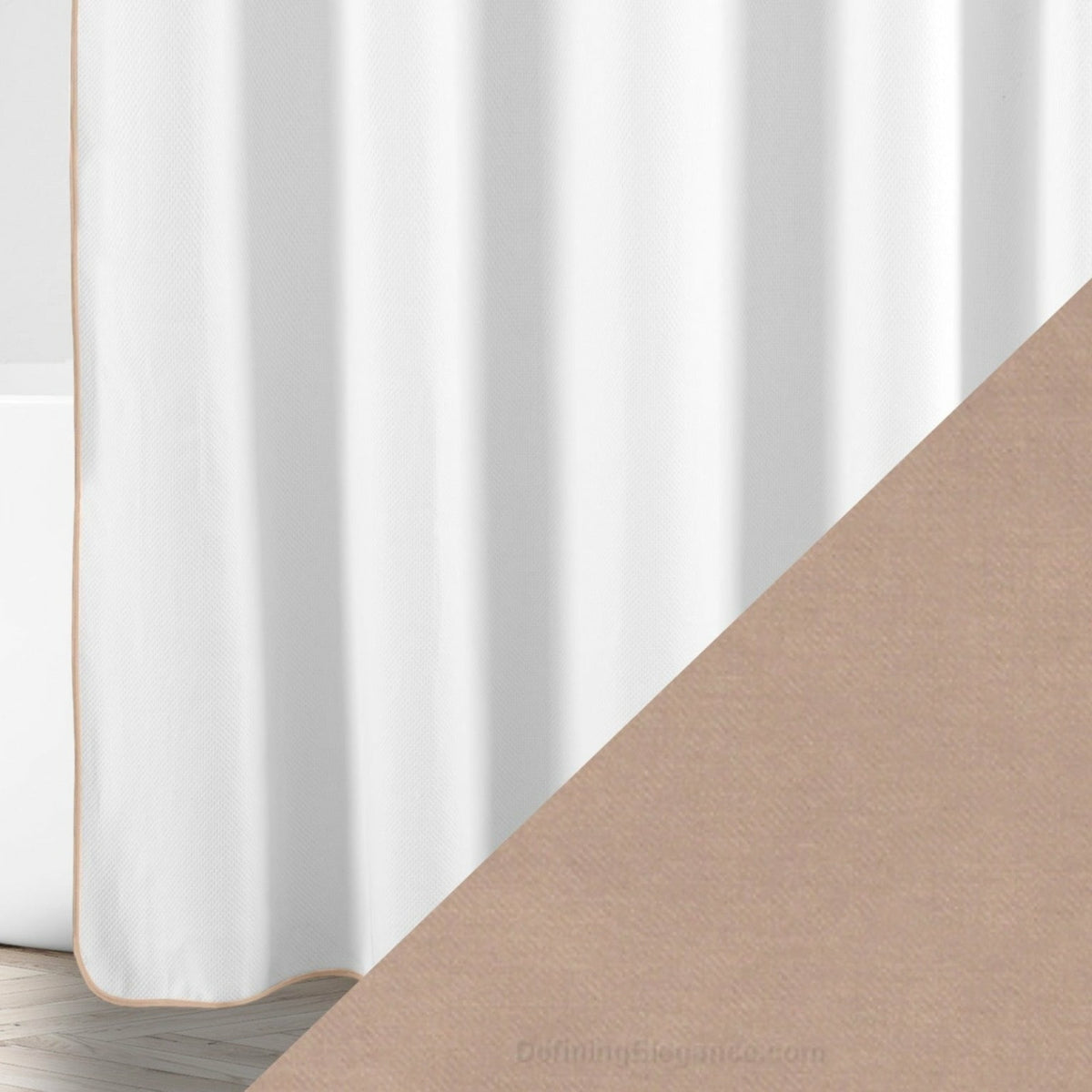Home Treasures Bodrum Shower Curtains Swatch White/Blush Fine Linens