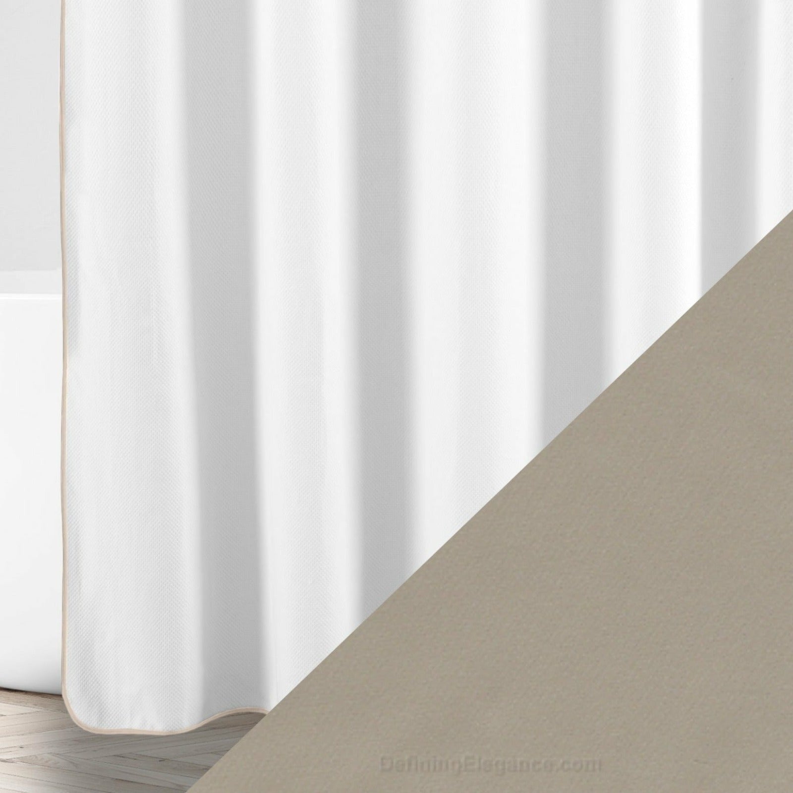 Home Treasures Bodrum Shower Curtains White/Caramel Fine Linens