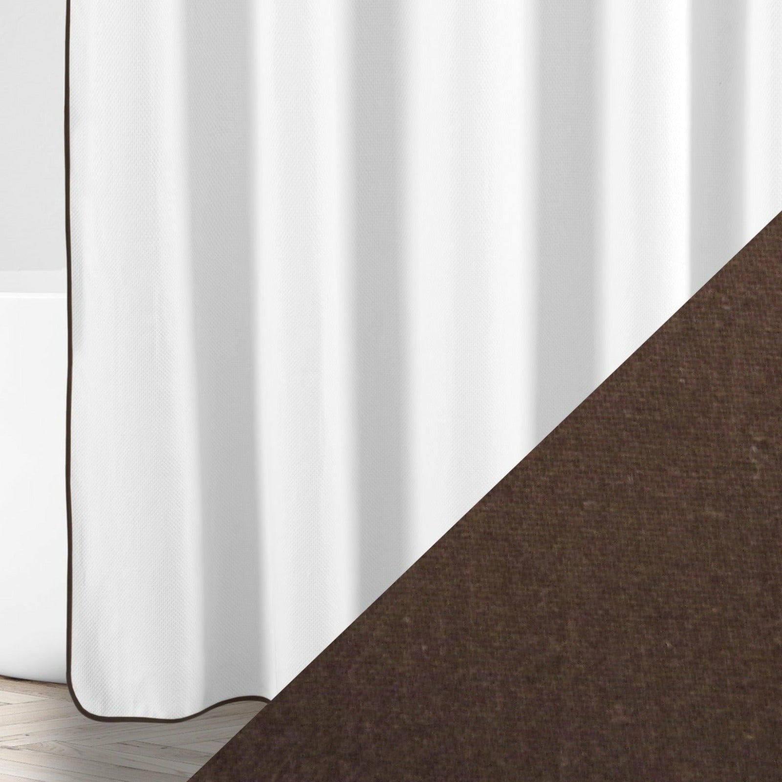 Home Treasures Bodrum Shower Curtains White/Chocolate Fine Linens