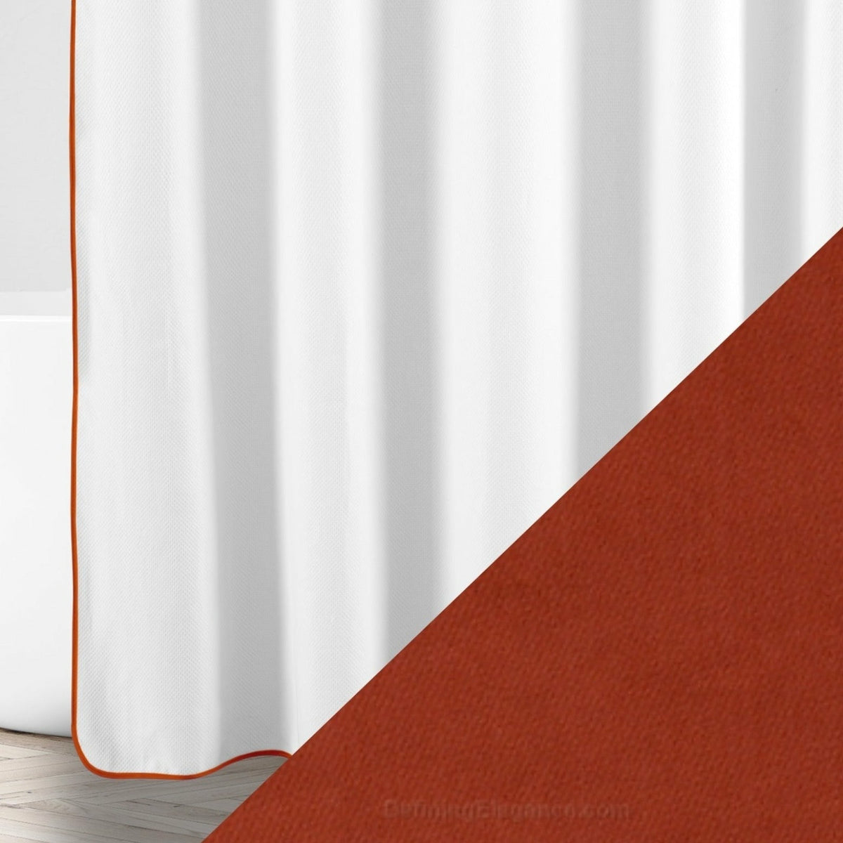 Home Treasures Bodrum Shower Curtains Swatch White/Clementine Fine Linens
