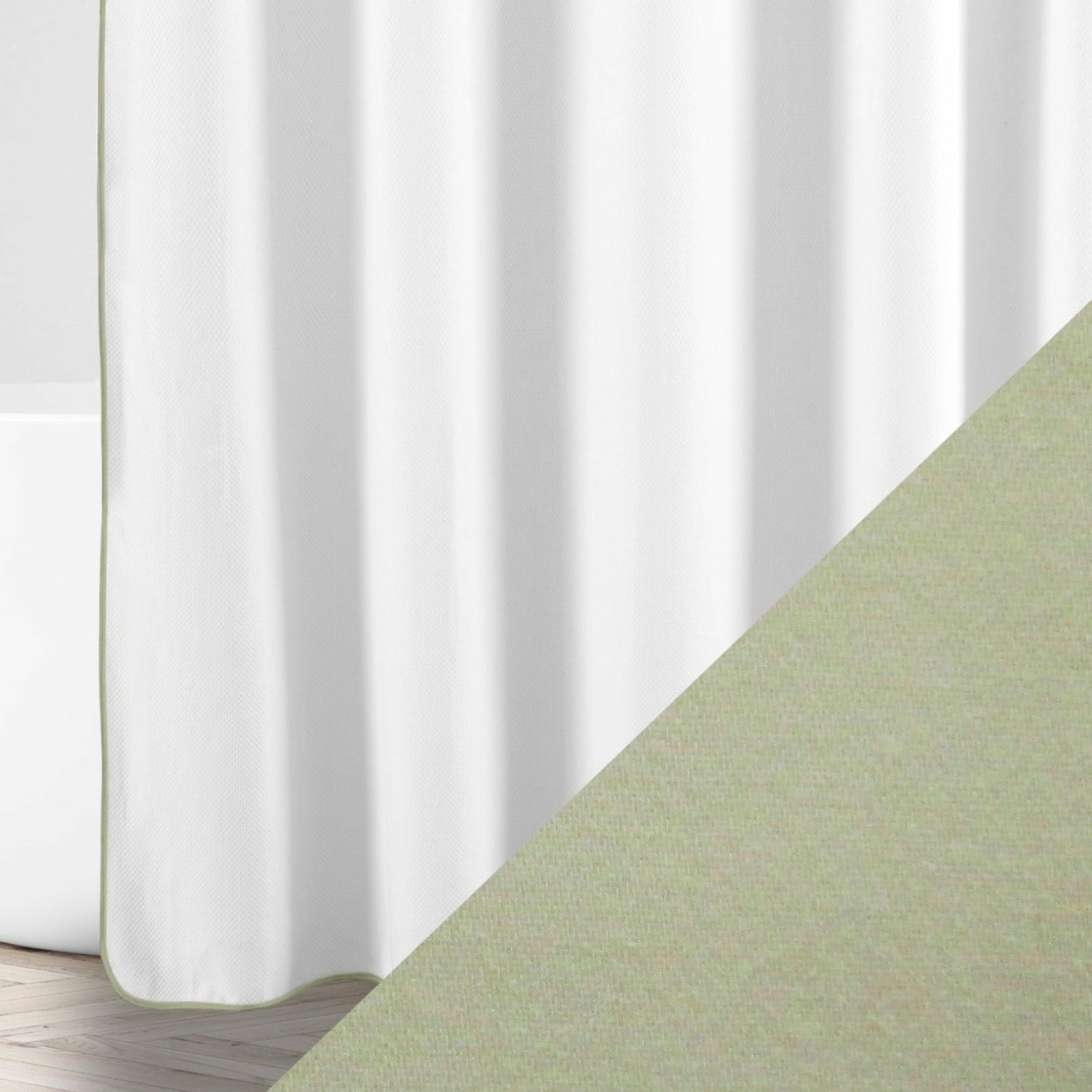 Home Treasures Bodrum Shower Curtains White/Crystal Green Fine Linens