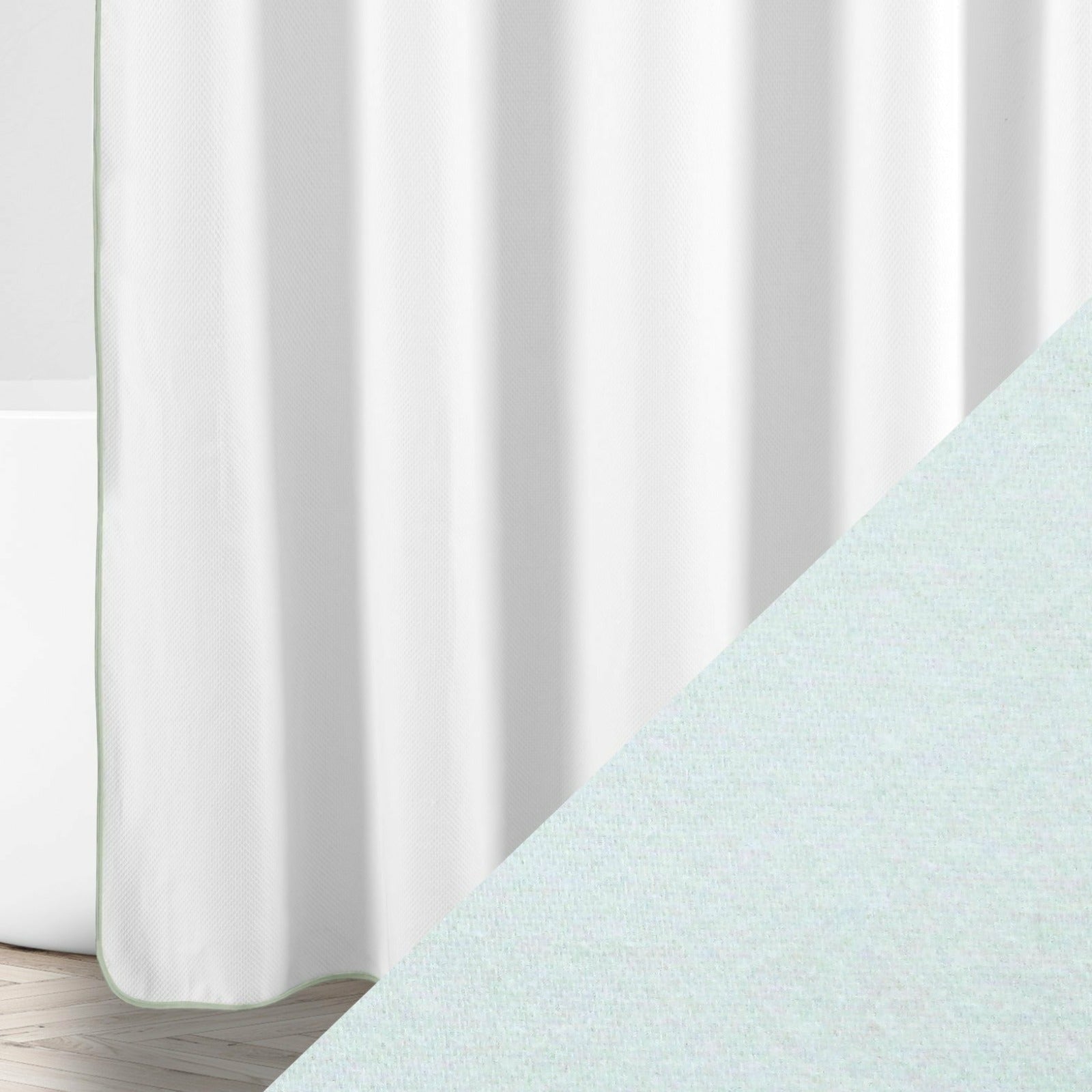 Home Treasures Bodrum Shower Curtains White/Eucalipto Fine Linens