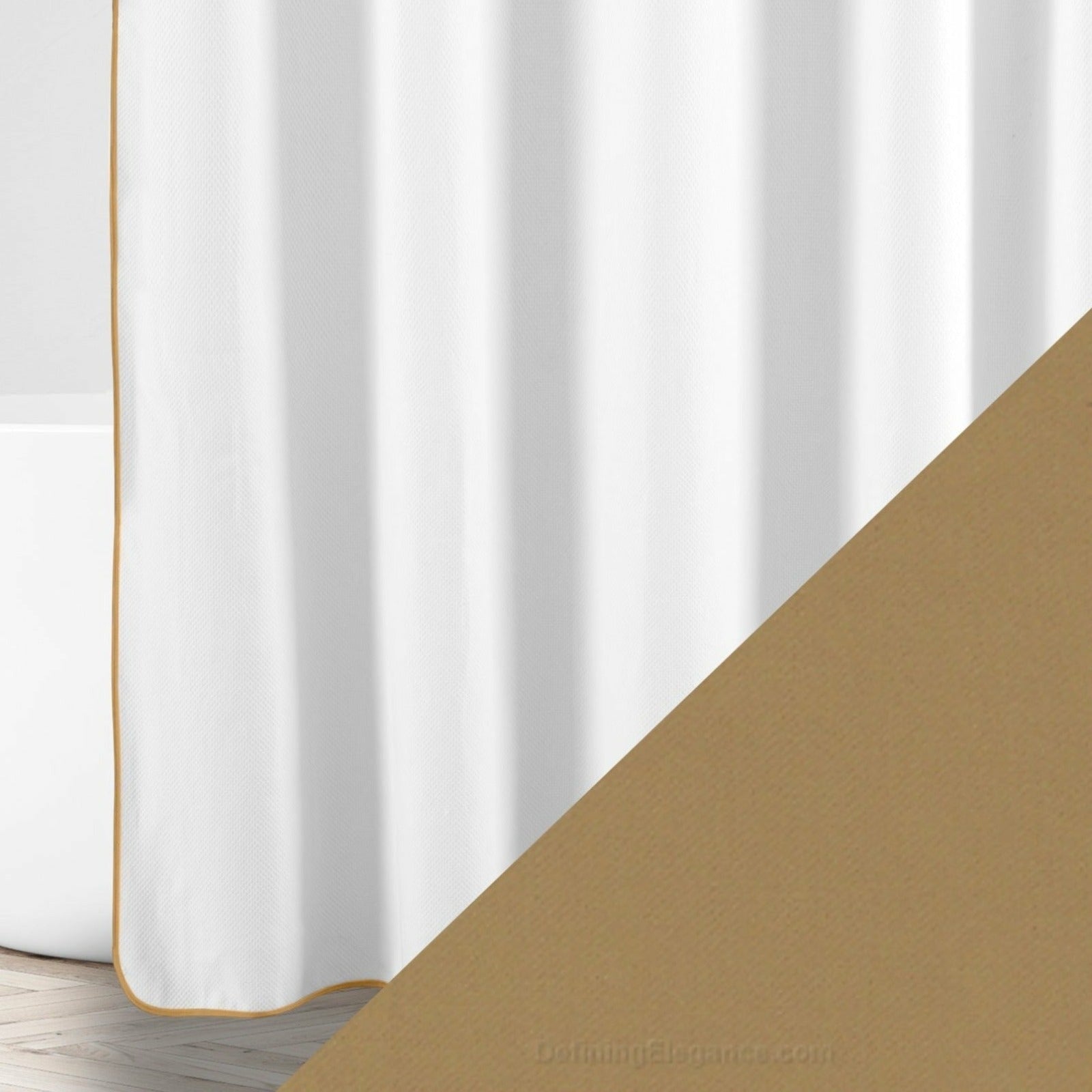 Home Treasures Bodrum Shower Curtains White/Gold Fine Linens