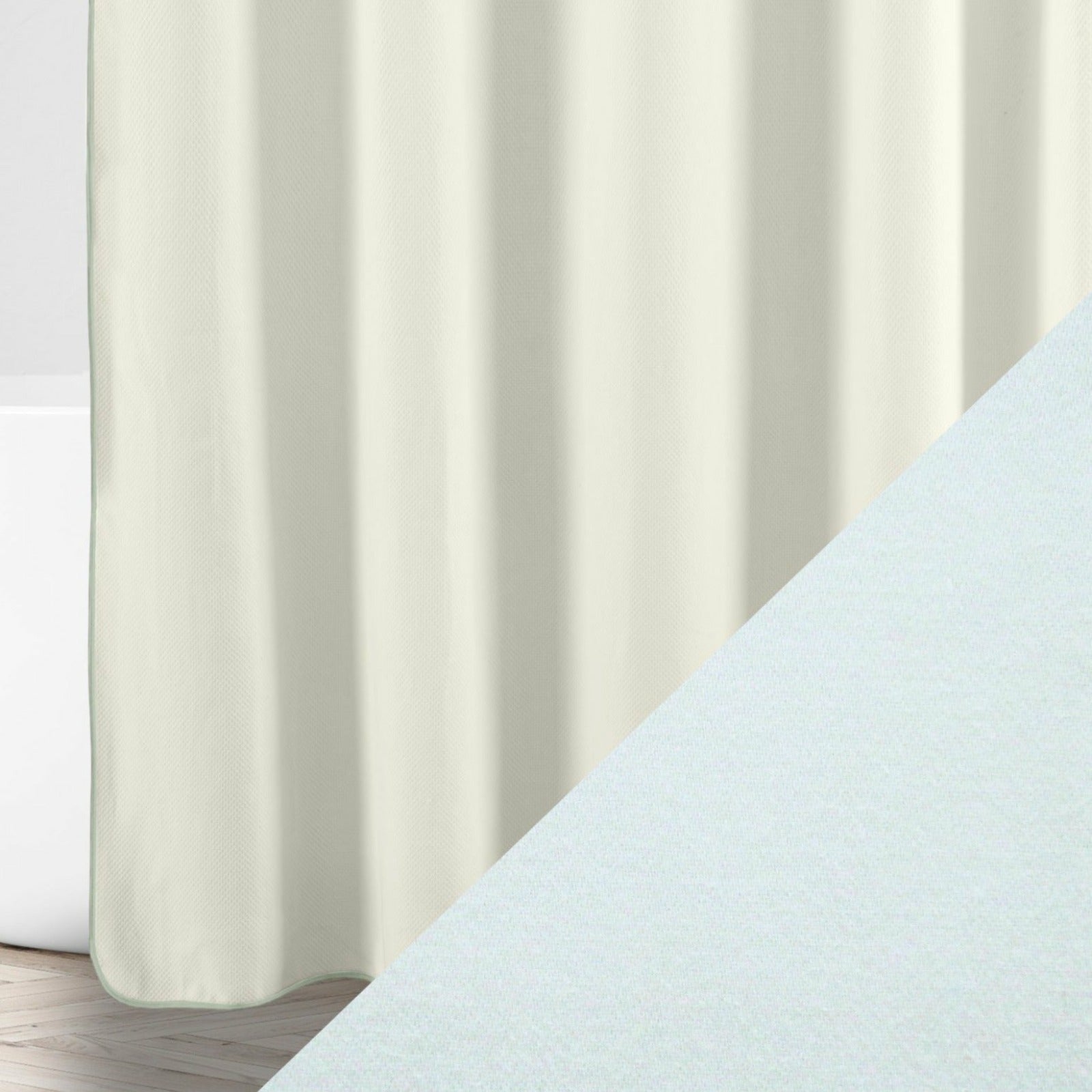 Home Treasures Bodrum Shower Curtains Ivory/Eucalipto Fine Linens