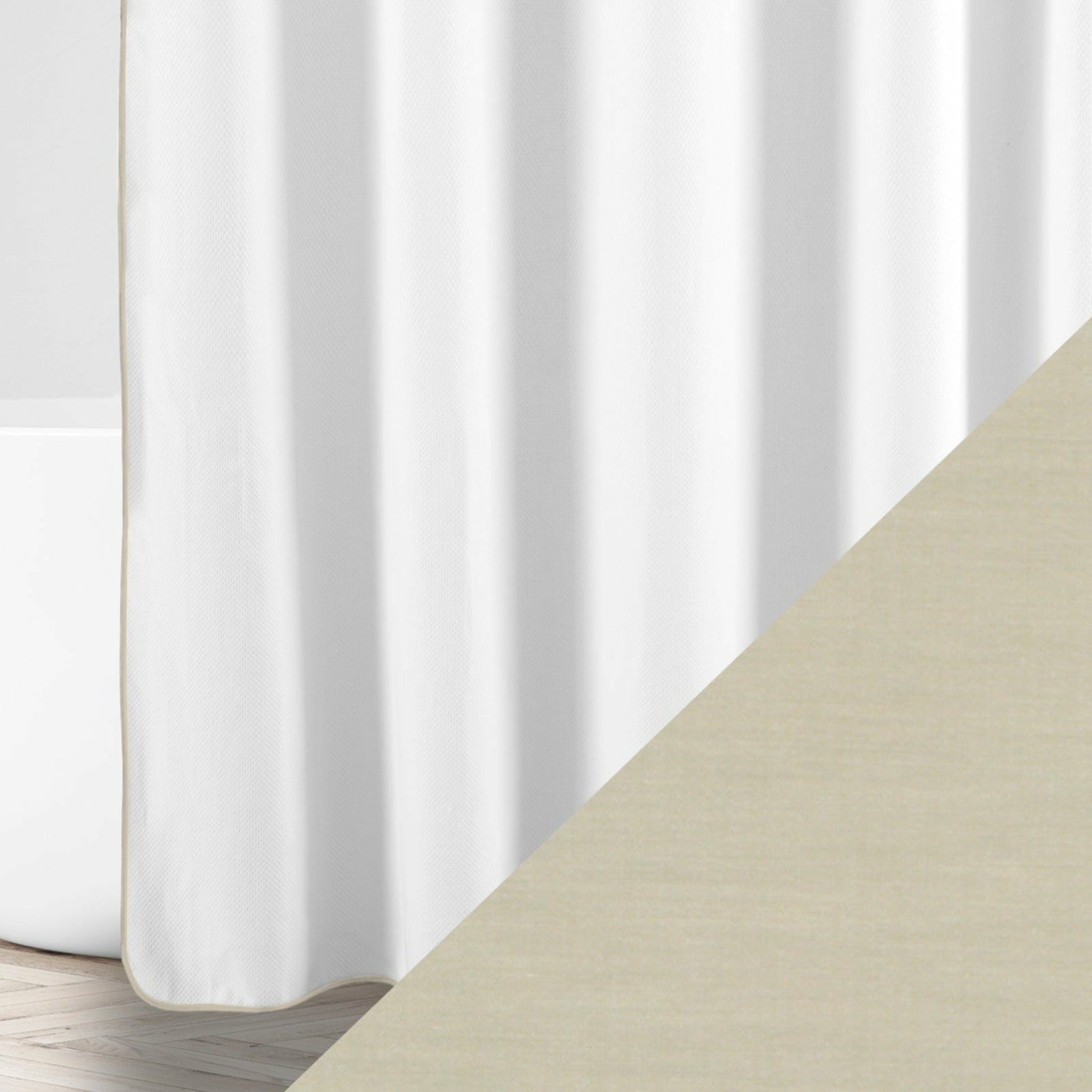 Home Treasures Bodrum Shower Curtains White/Khaki Fine Linens