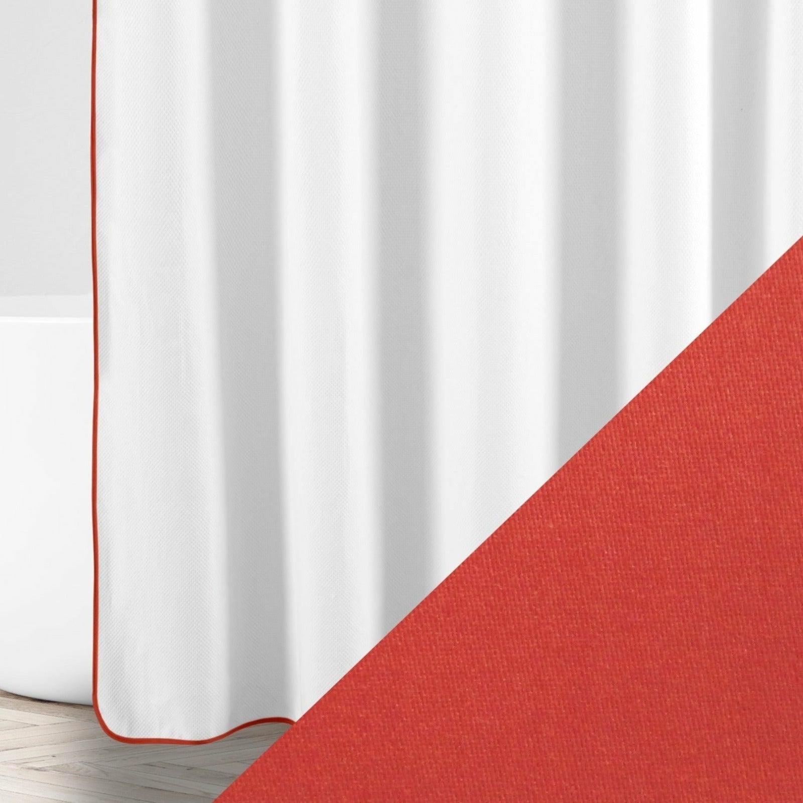 Home Treasures Bodrum Shower Curtains White/Lobster Fine Linens