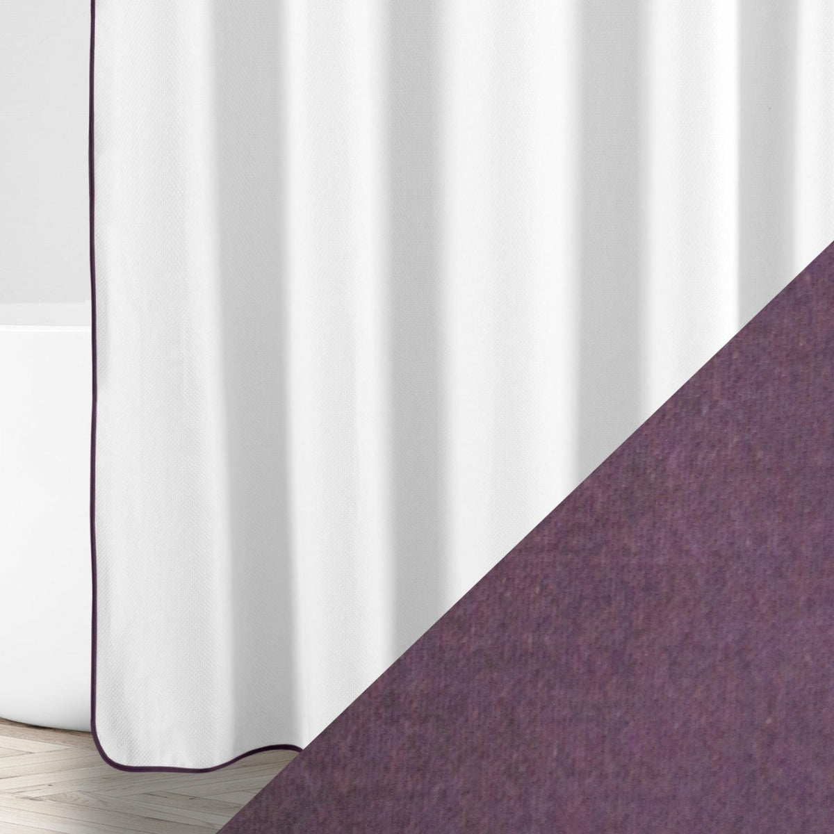 Home Treasures Bodrum Shower Curtains Swatch White/Purple Fine Linens