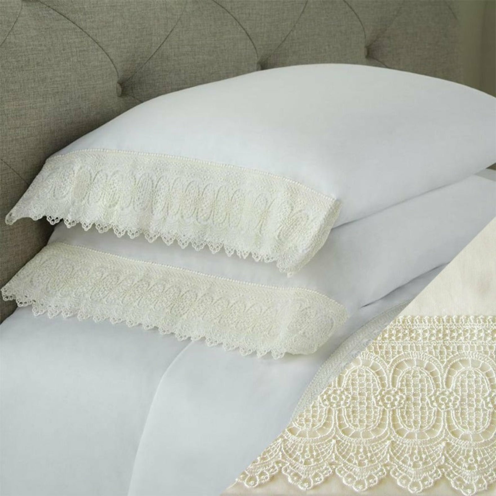 Home Treasures Bonaire Austrian Lace Bedding Ivory/Ivory Fine Linens