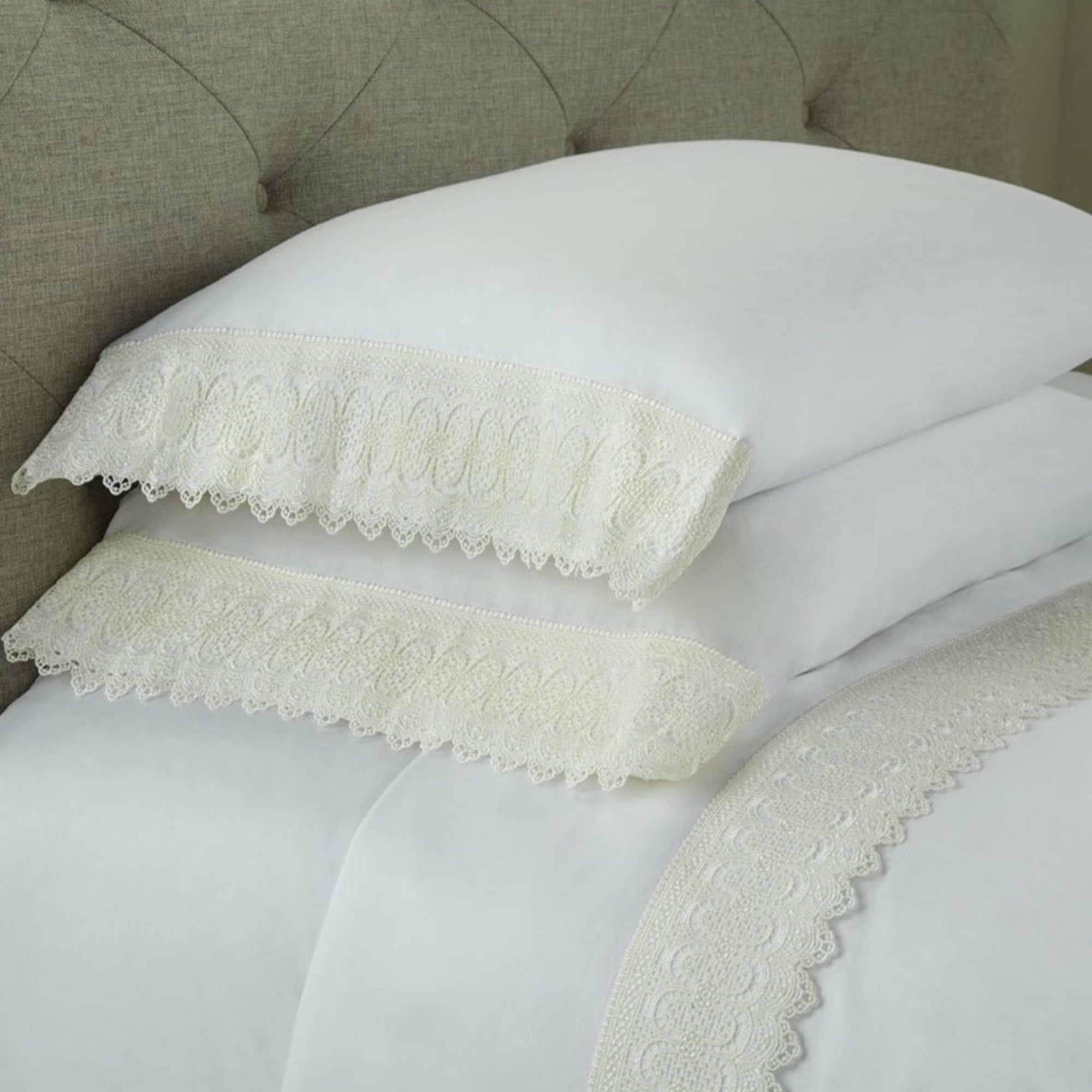 Home Treasures Bonaire Austrian Lace Bedding White/Ivory Fine Linens