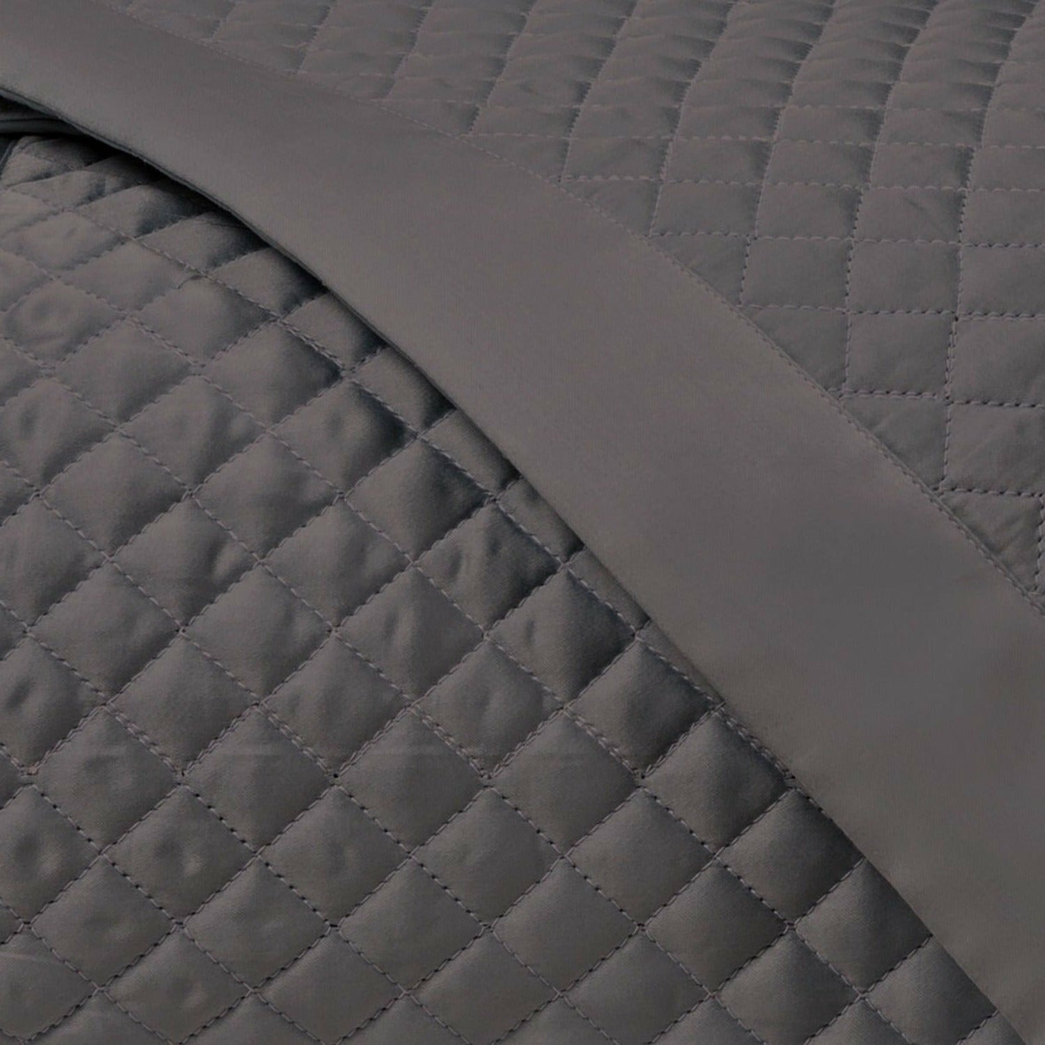 Home Treasures Diamond Pattern Quilted Bedding Grisaglia Gray Fine Linens