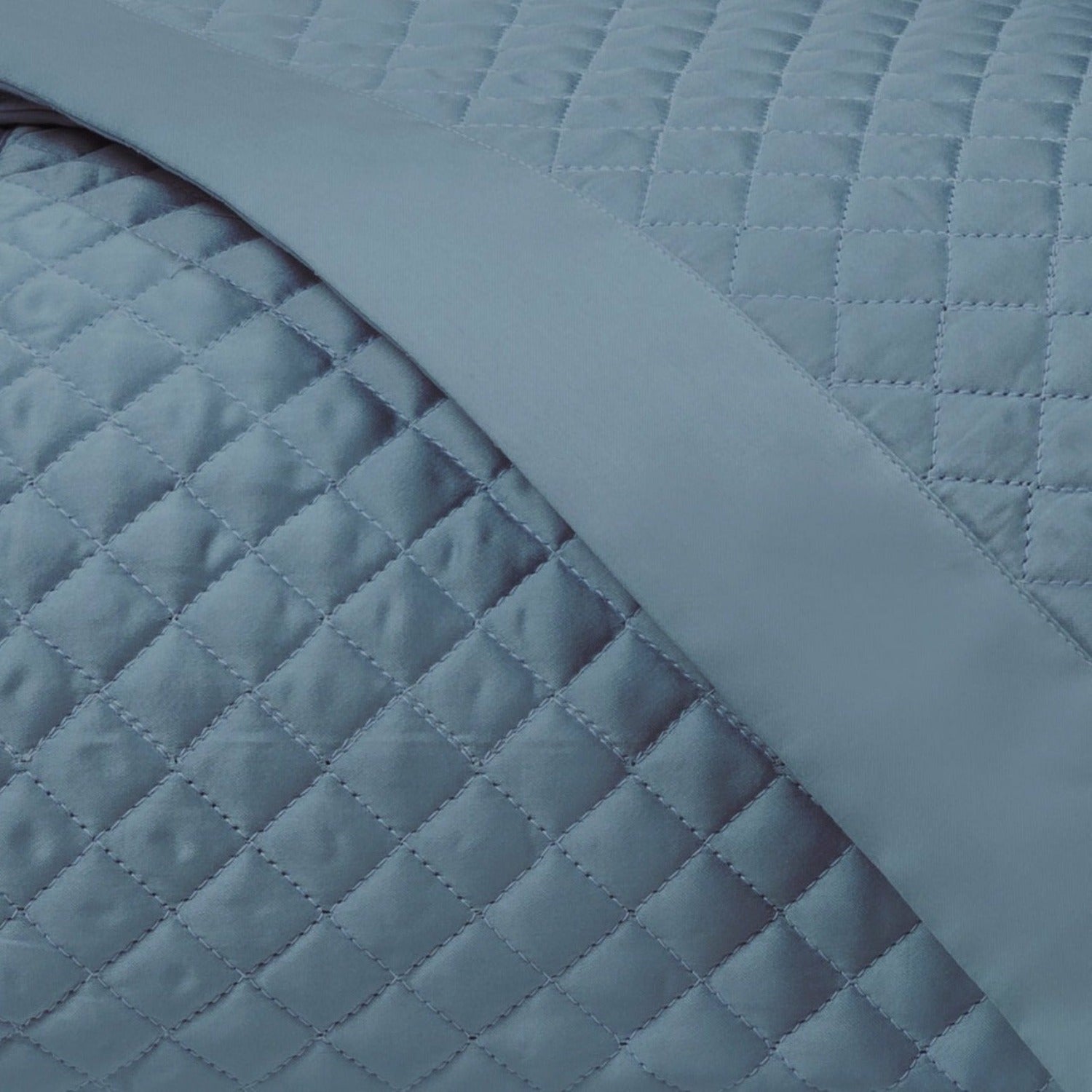 Home Treasures Diamond Pattern Quilted Bedding Slate Blue Fine Linens