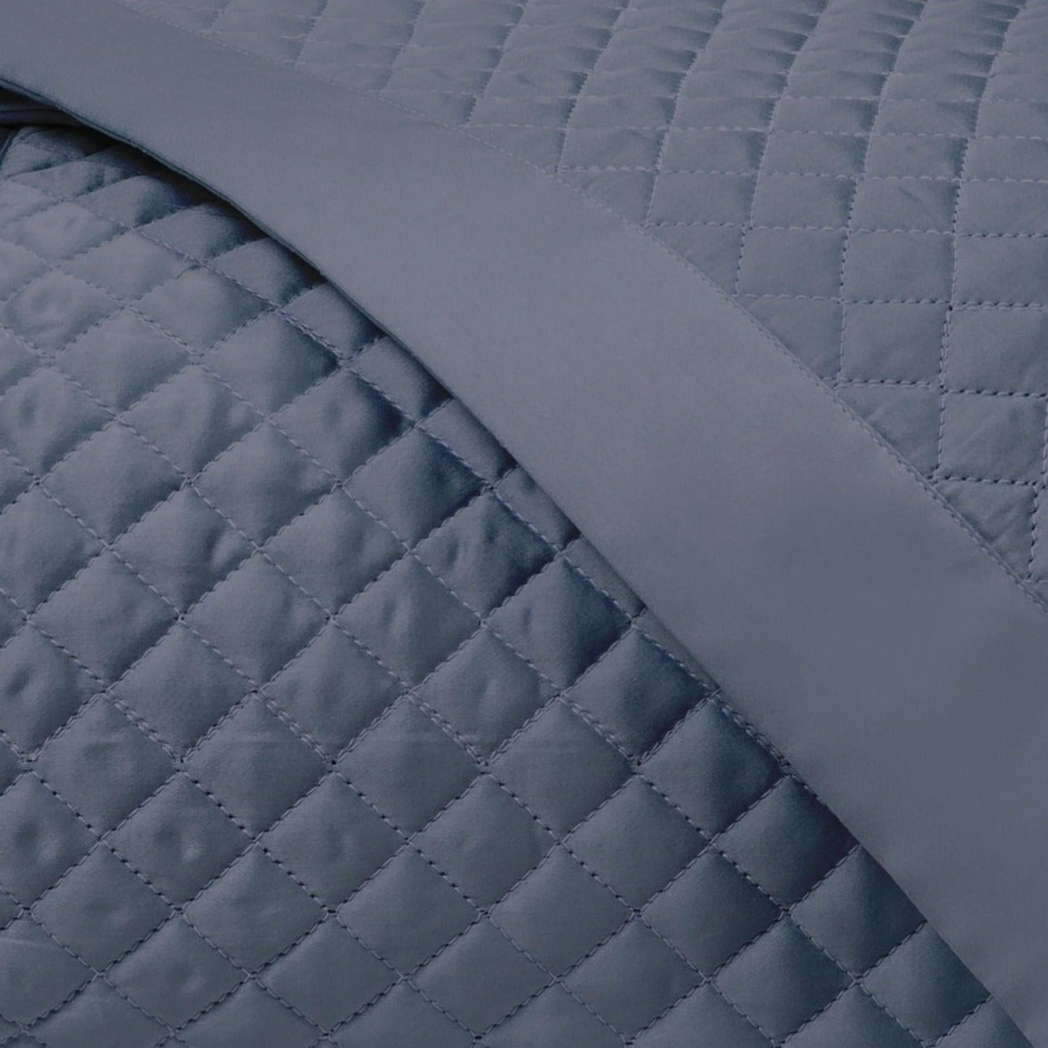 Home Treasures Diamond Pattern Quilted Bedding Stone Blue Fine Linens