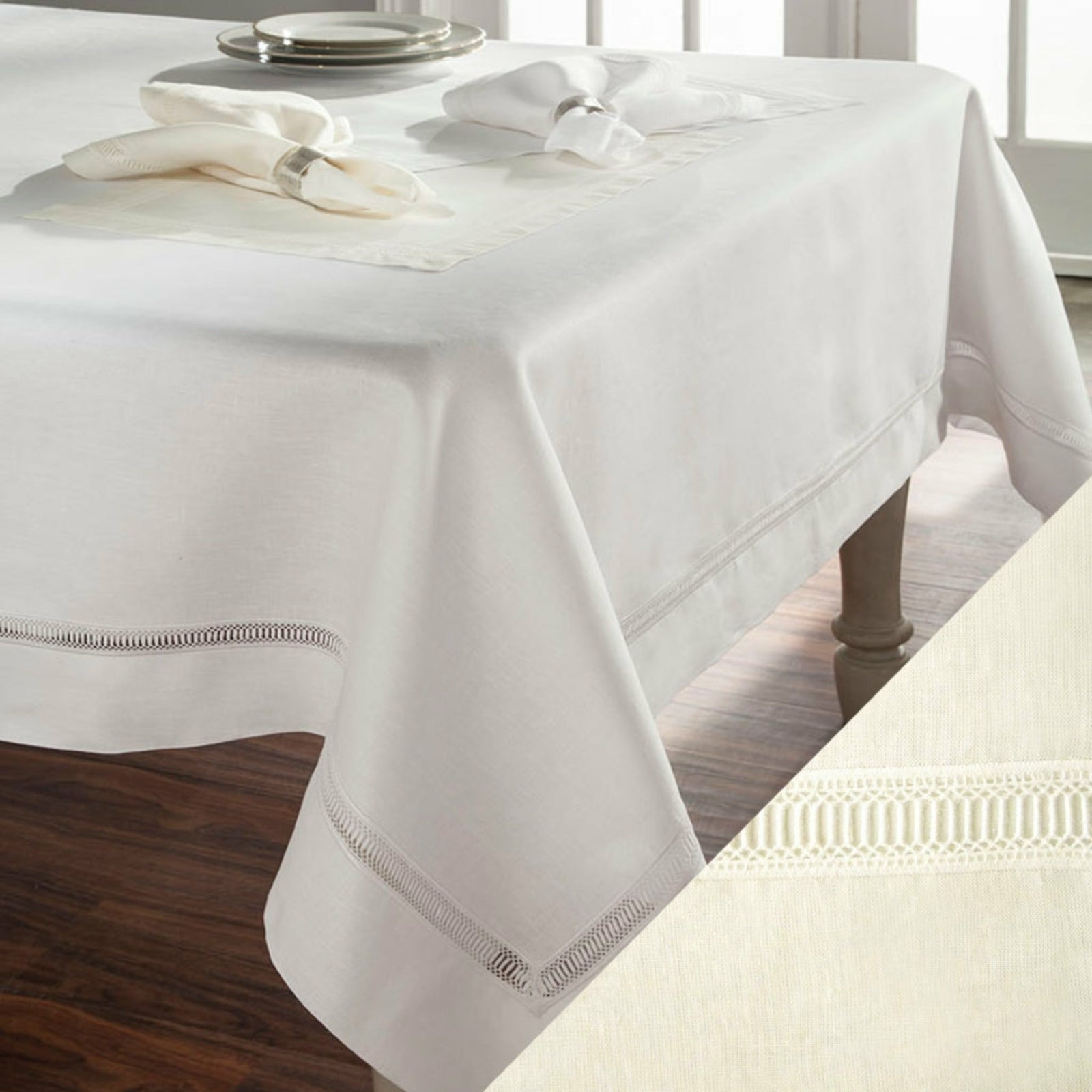 Home Treasures Doric Table Fine Linens Ivory Fine Linens