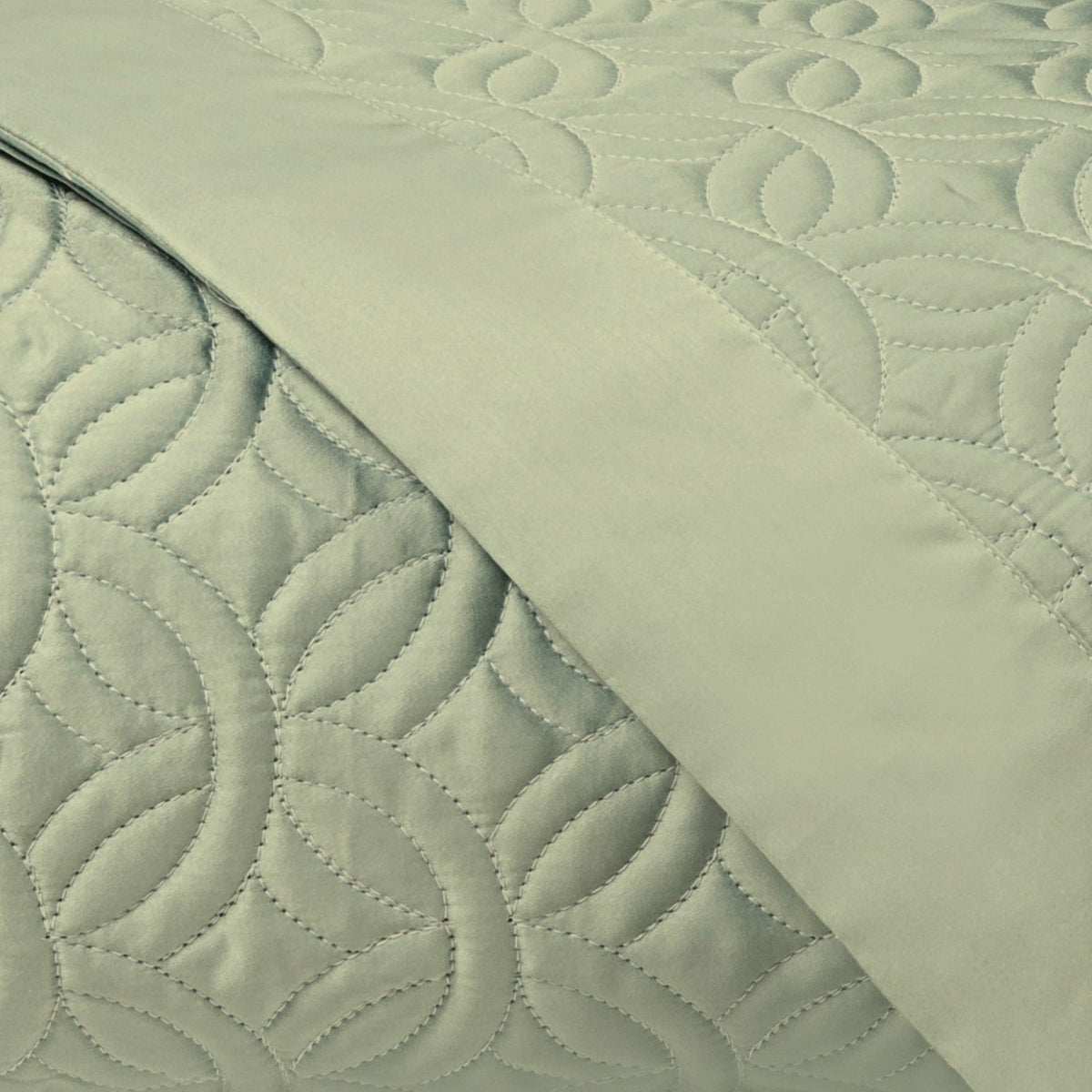 Home Treasures Duomo Quilted Bedding Swatch Crystal Green Fine Linens