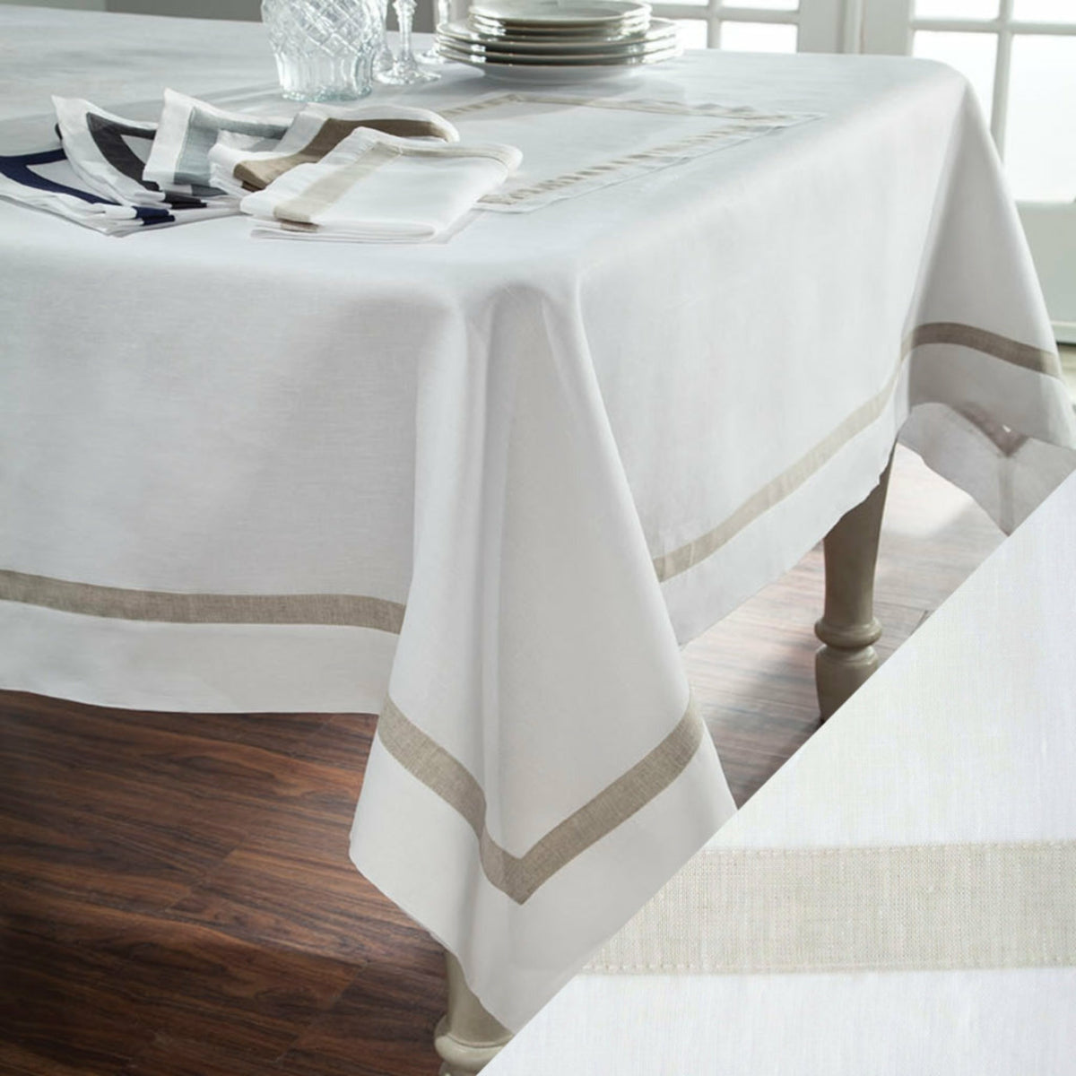 Home Treasures Fino Table Linens White/Light Natural Fine Linens