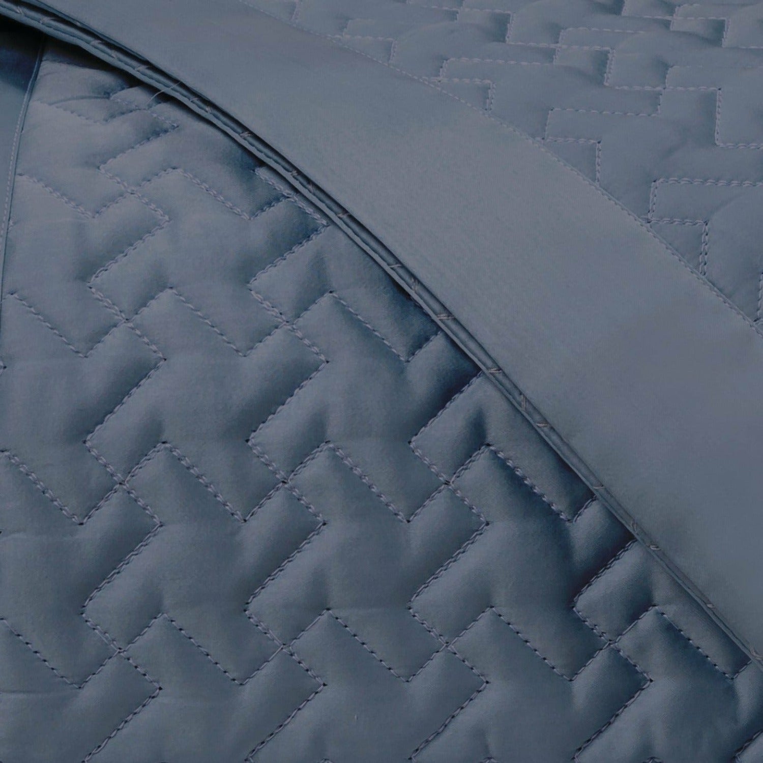 Home Treasures Houndstooth Quilted Bedding Stone Blue Fine Linens