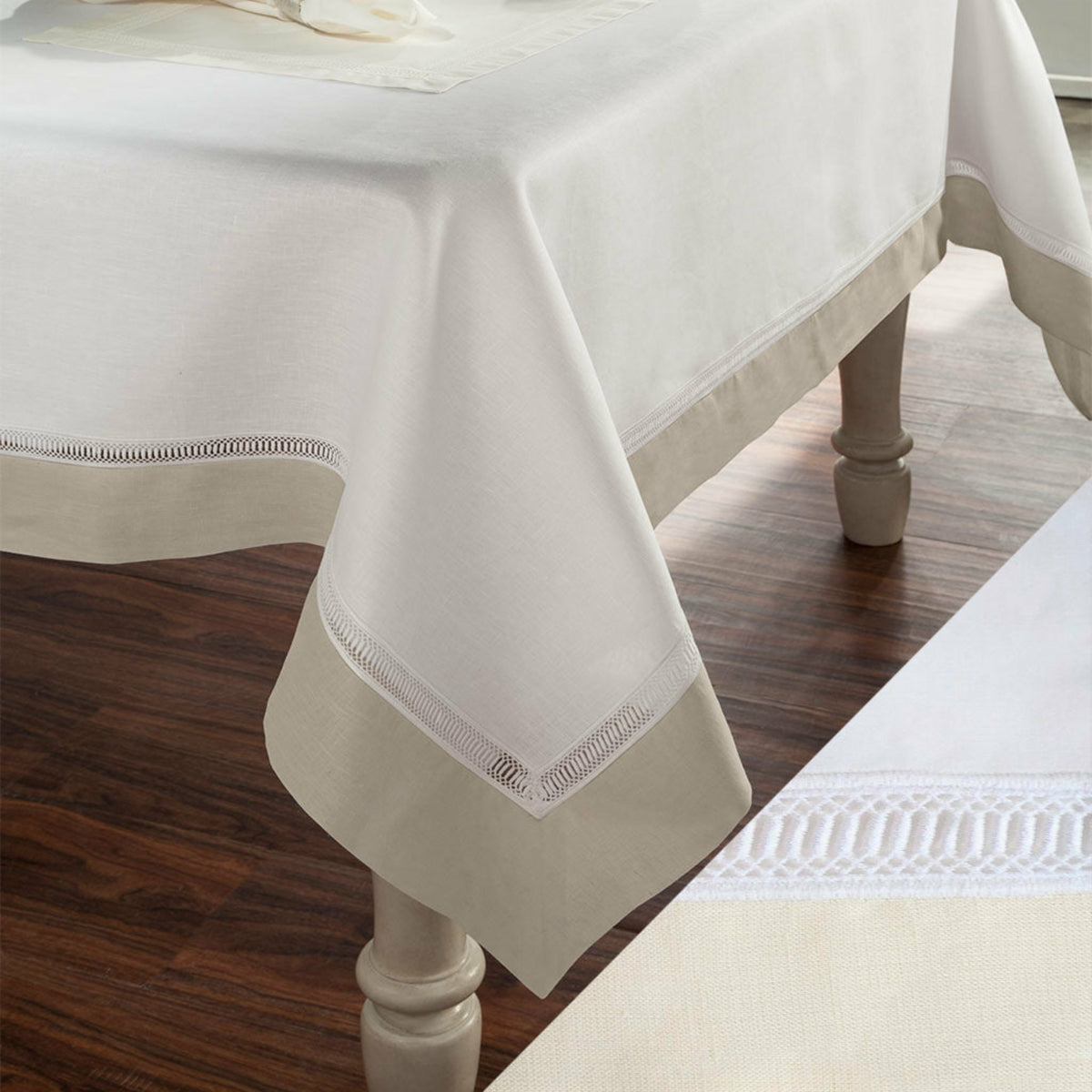 Home Treasures Linea Table Linens White/Ivory Fine Linens