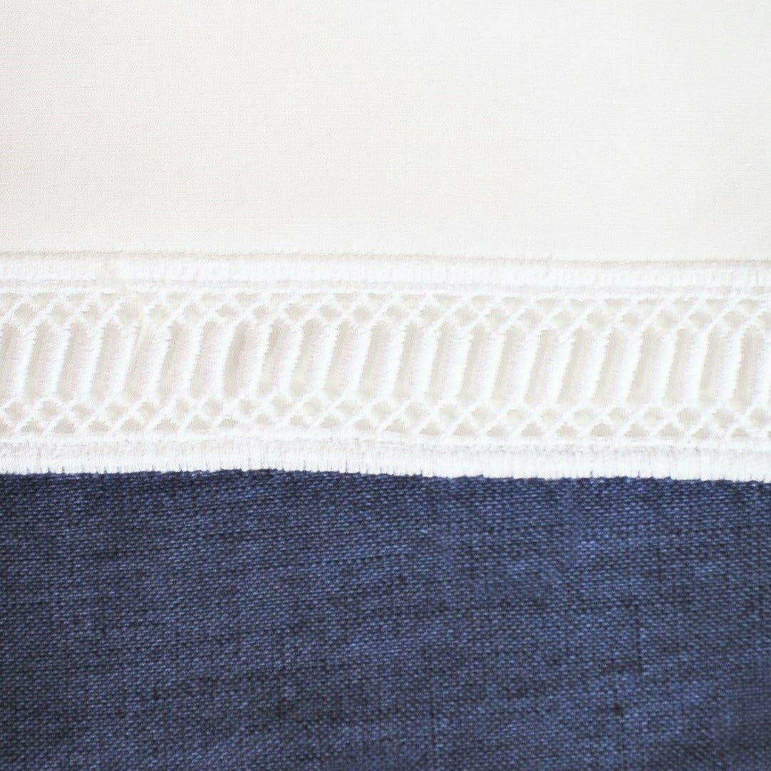 Home Treasures Linea Table Linens White/Navy Blue Fine Linens