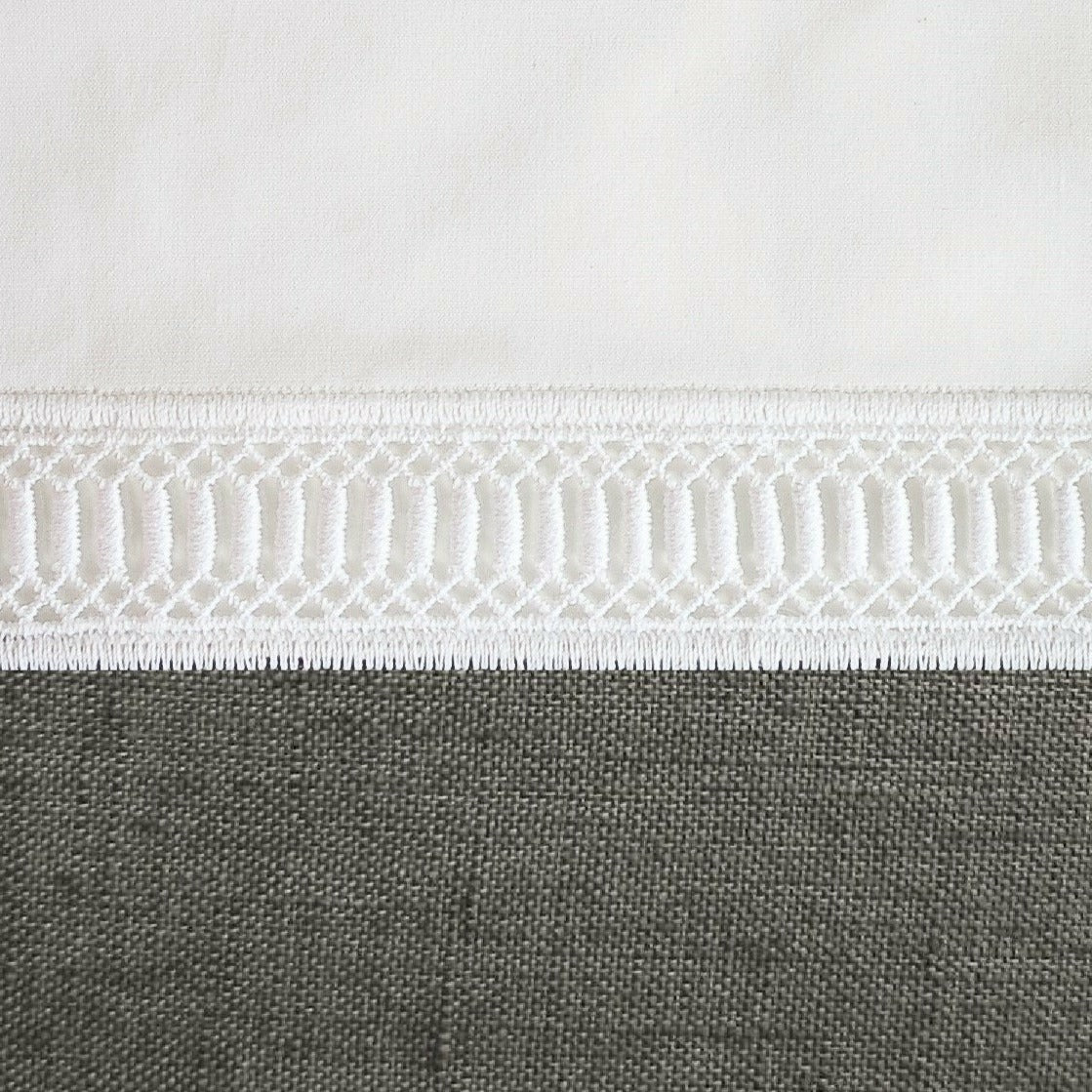 Home Treasures Linea Table Linens White/Steel Gray Fine Linens