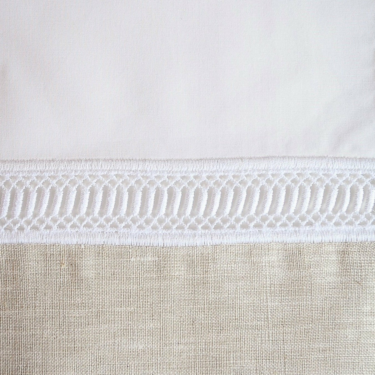 Home Treasures Linea Table Linens Swatch White/Light Natural Fine Linens