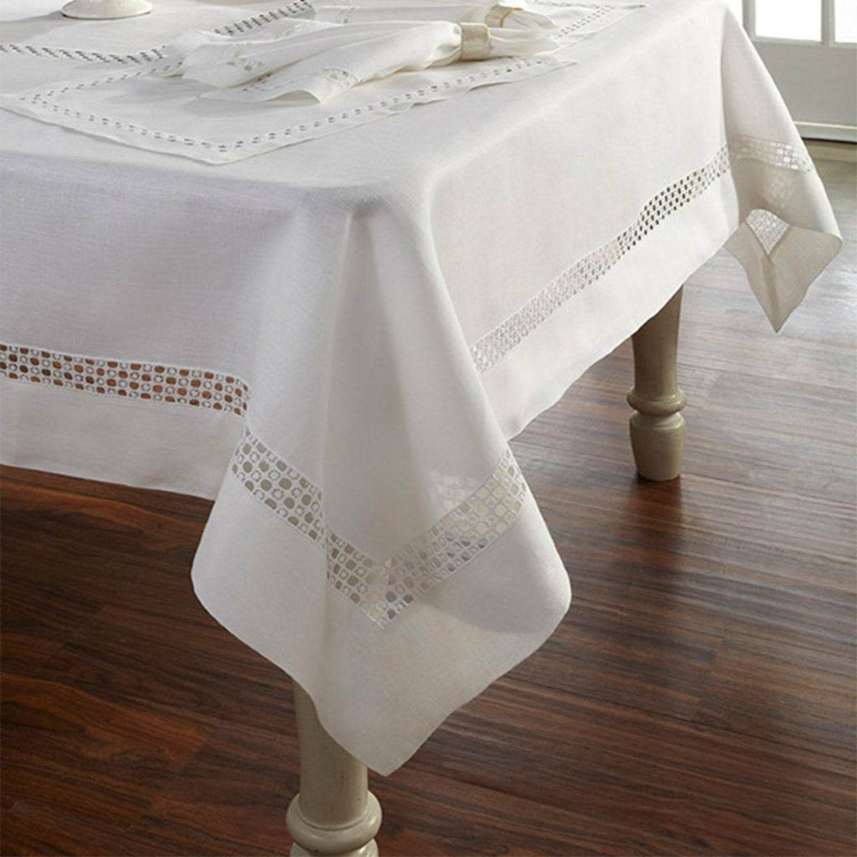 Home Treasures Lotus Table Linens Natural White Fine Linens
