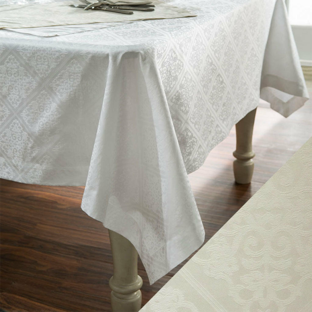 Home Treasures Luciana Scroll Table Fine Linens Ivory