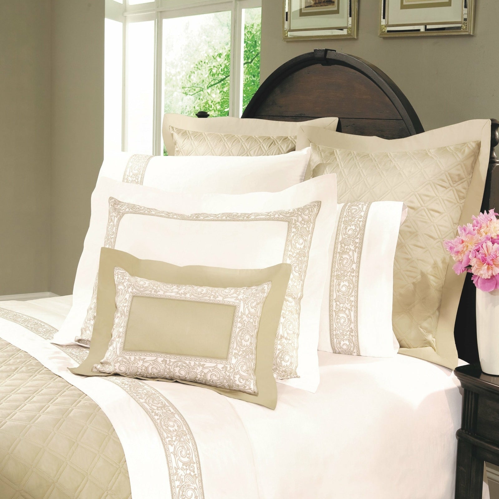 Home Treasures Paris Bedding Ivory/Olive Gold Fine Linens