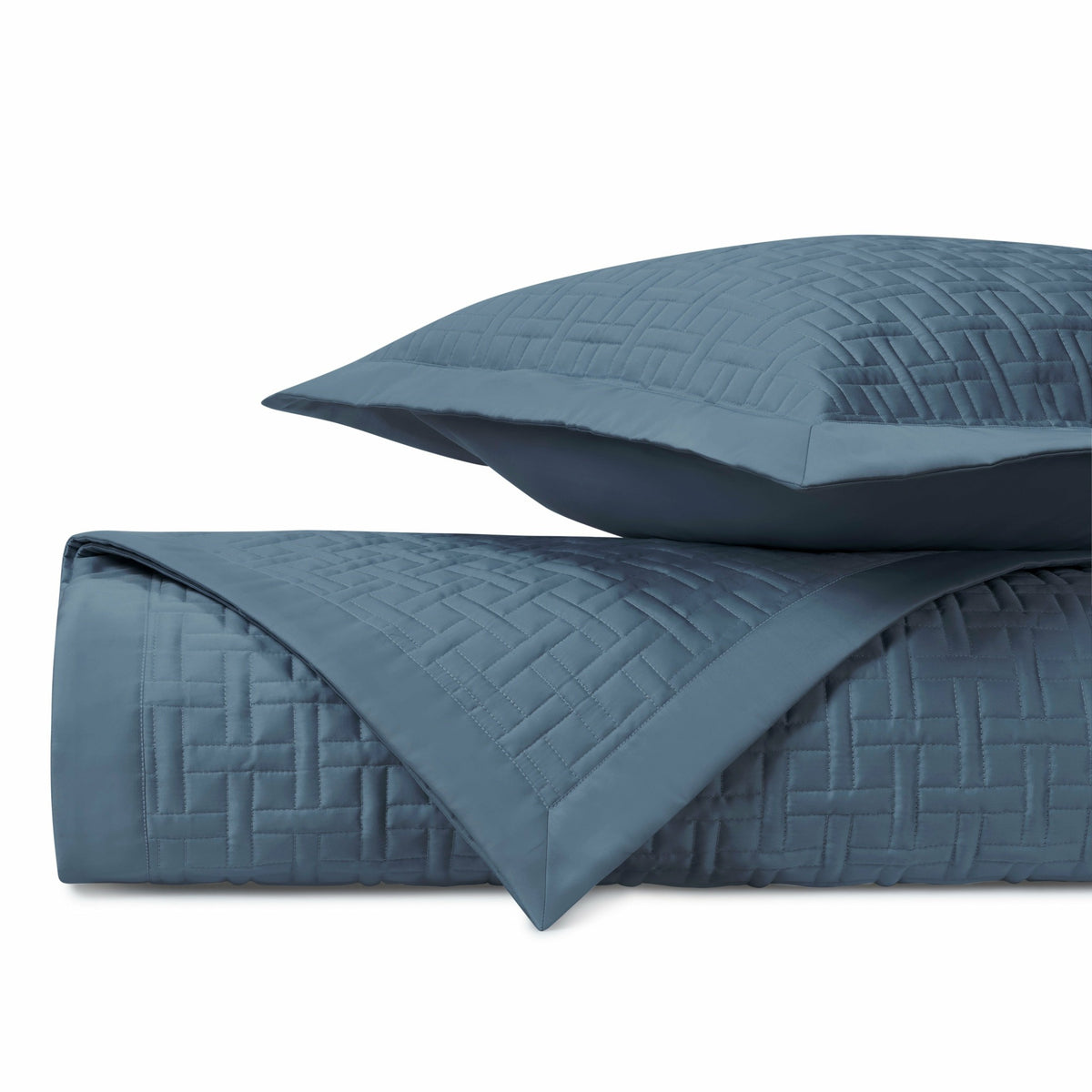 Home Treasures Parquet Quilted Bedding Slate Blue Fine Linens