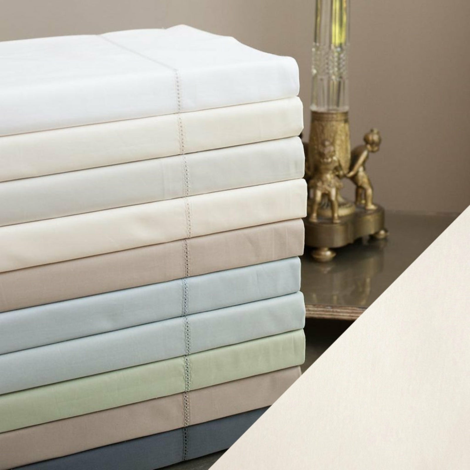 Home Treasures Perla Percale Bedding Ivory Fine Linens