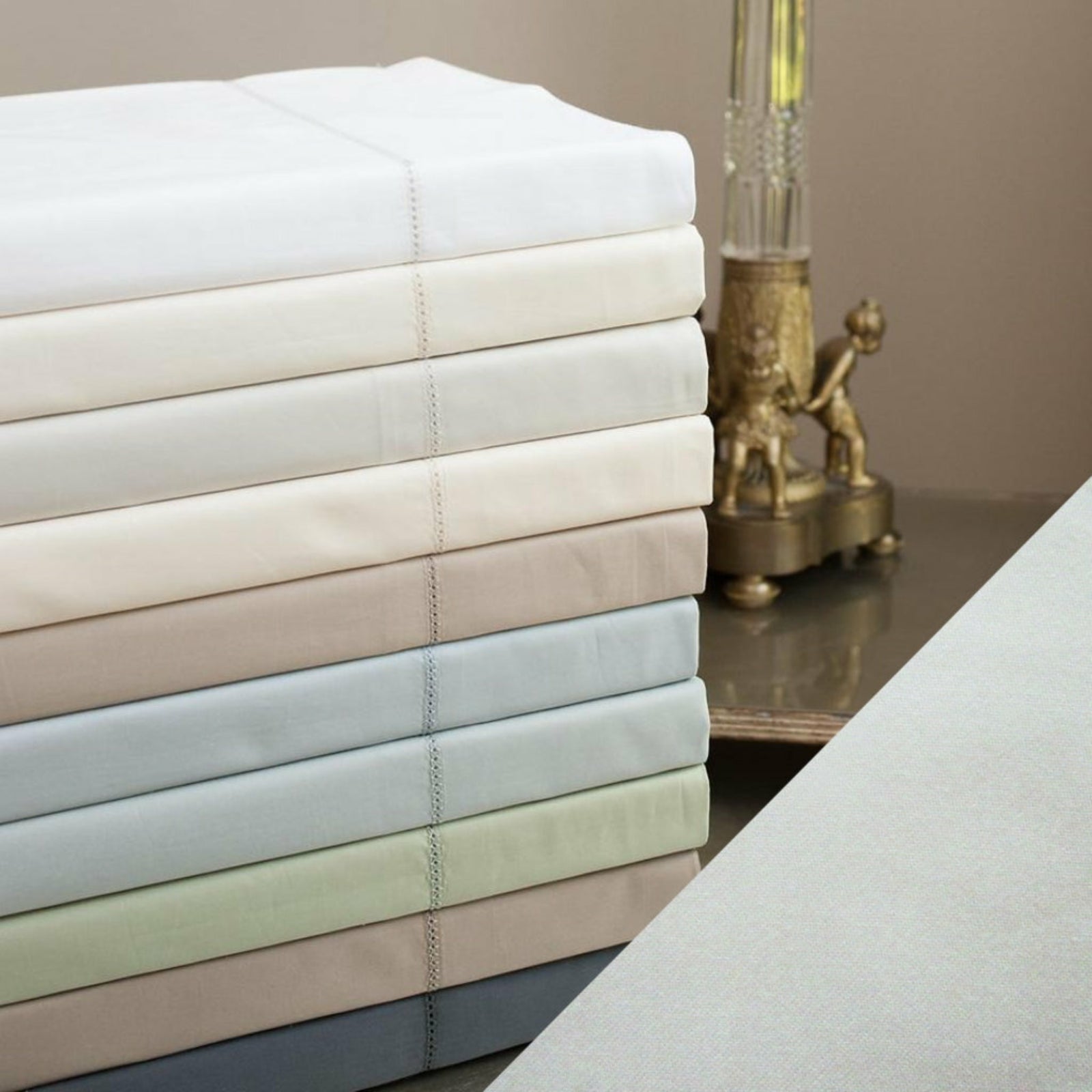 Home Treasures Perla Percale Bedding Oyster Fine Linens