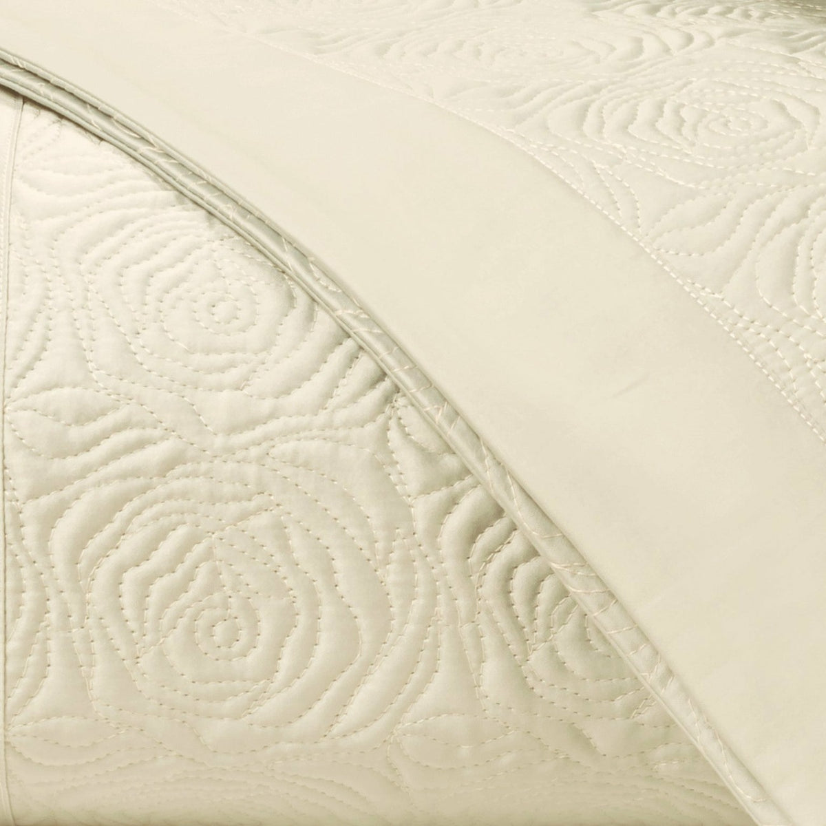 Home Treasures Roses Quilted Bedding Swatch Ivory Fine Linens