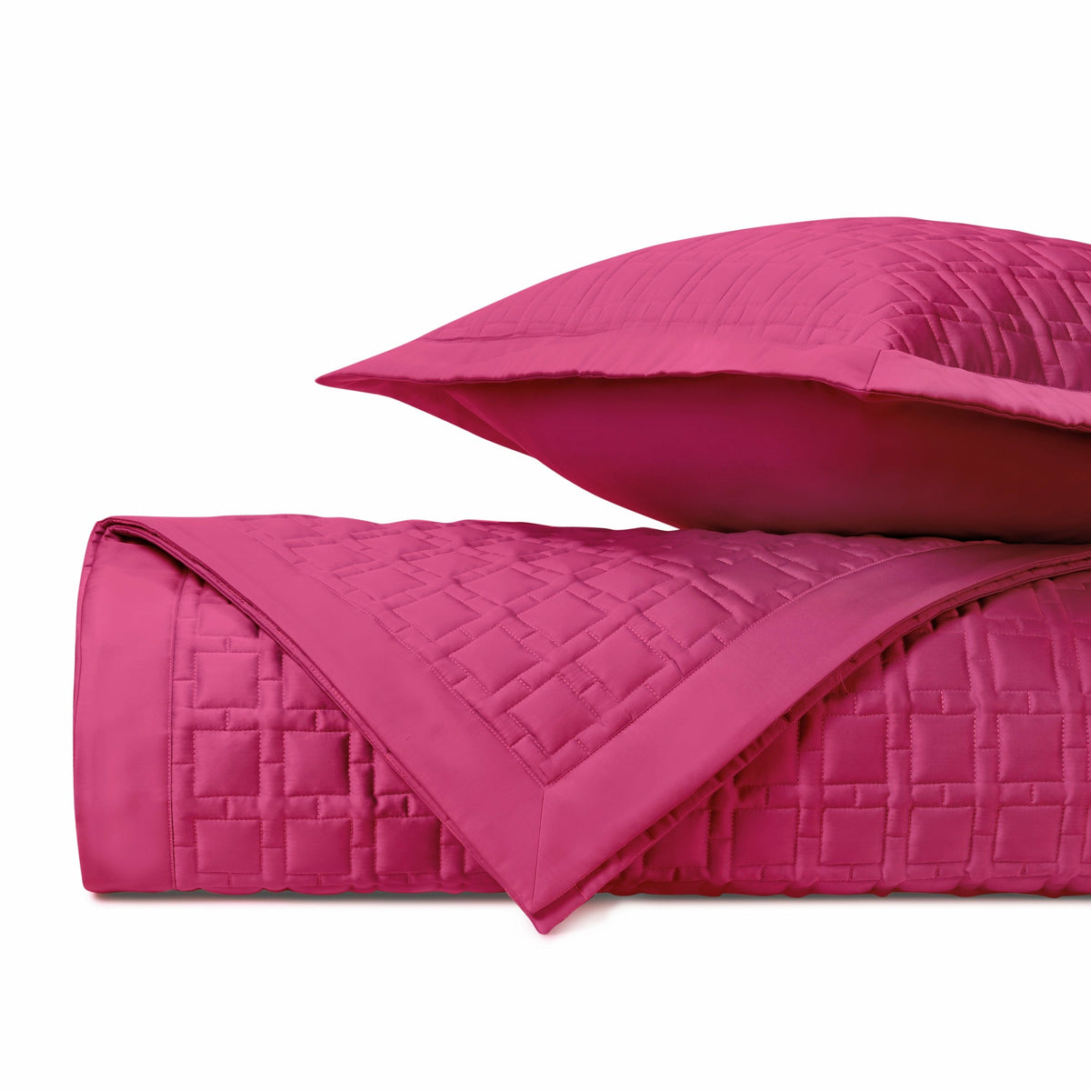 Home Treasures Square Pattern Quilted Bedding Bright Pink Fine Linens