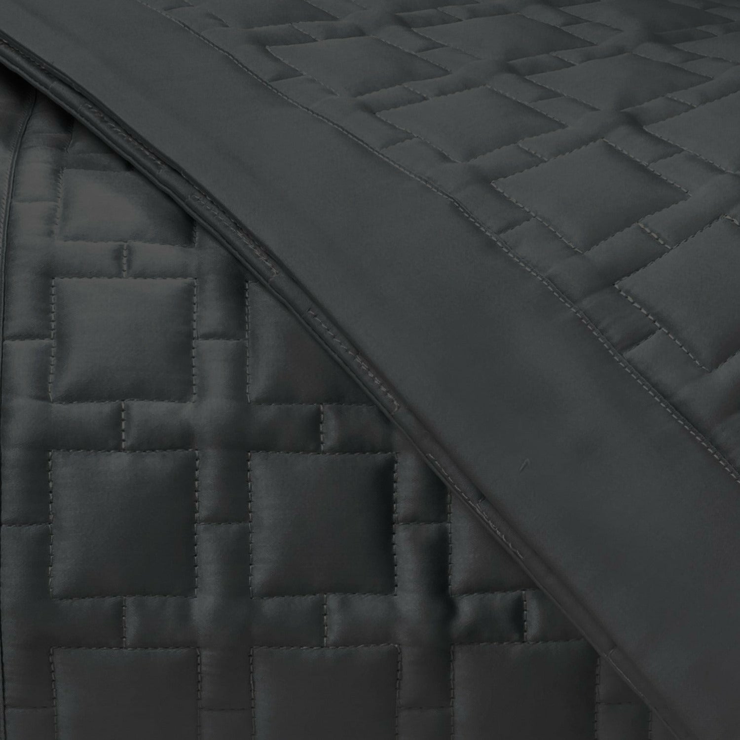 Home Treasures Square Pattern Quilted Bedding Black Fine Linens