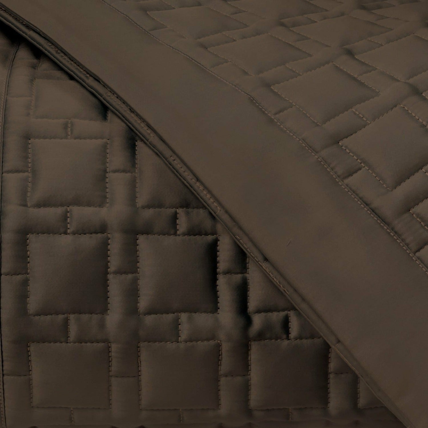 Home Treasures Square Pattern Quilted Bedding Chocolate Fine Linens
