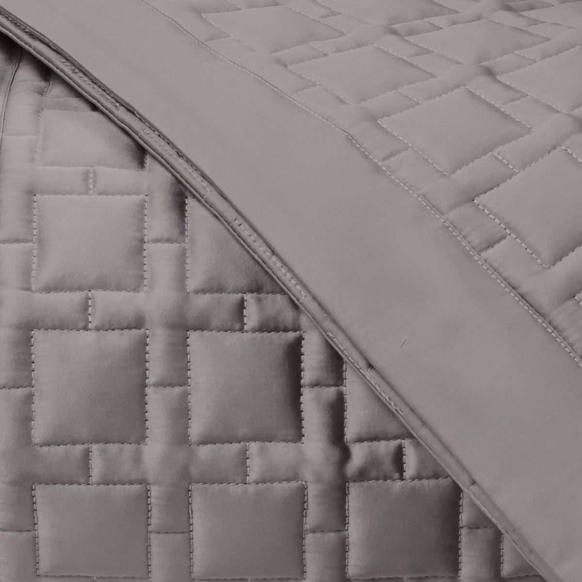 Home Treasures Square Pattern Quilted Bedding Swatch Chrome Fine Linens